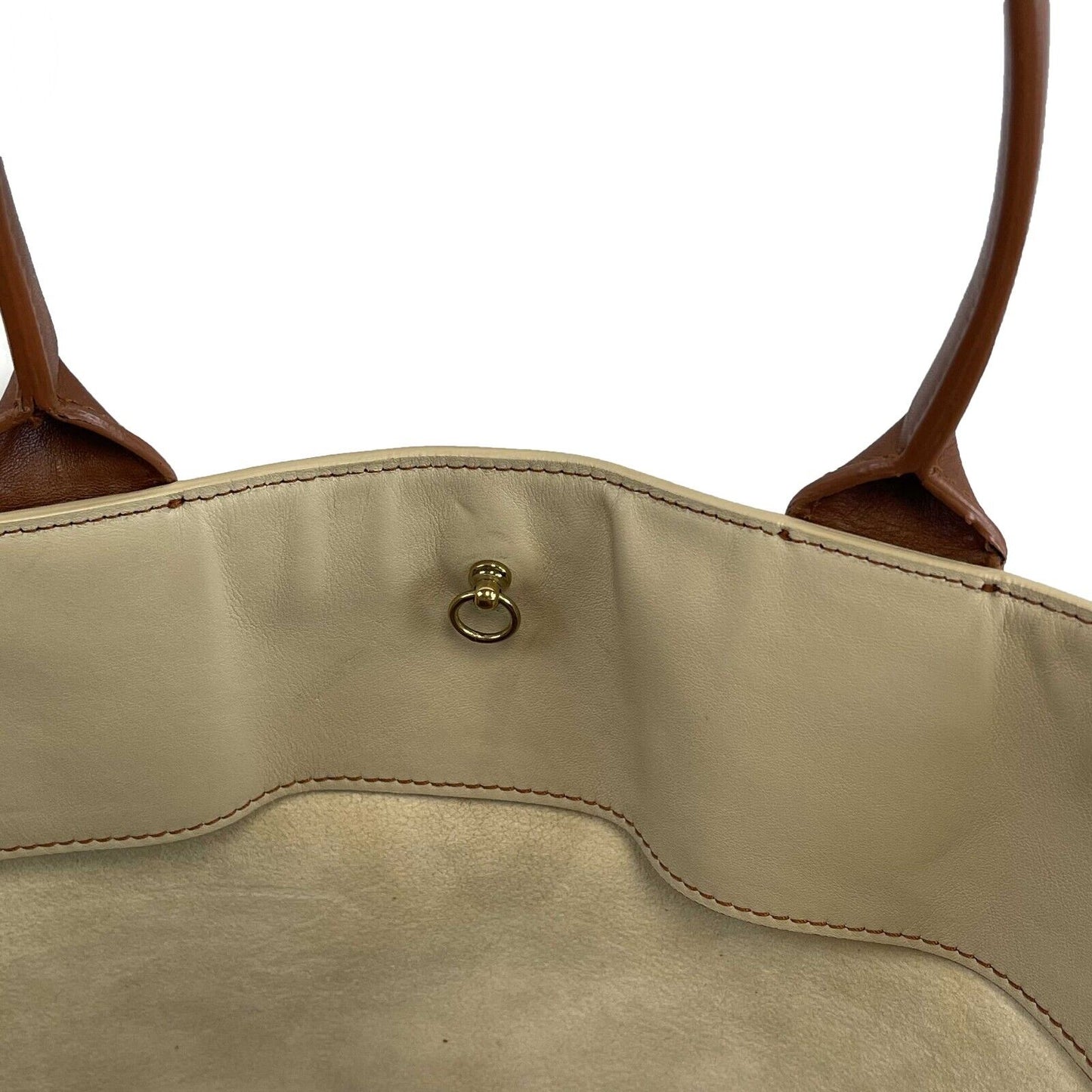 Chloe - Calfskin Medium Alison East West Tote Husky White Tan Shoulder Bag