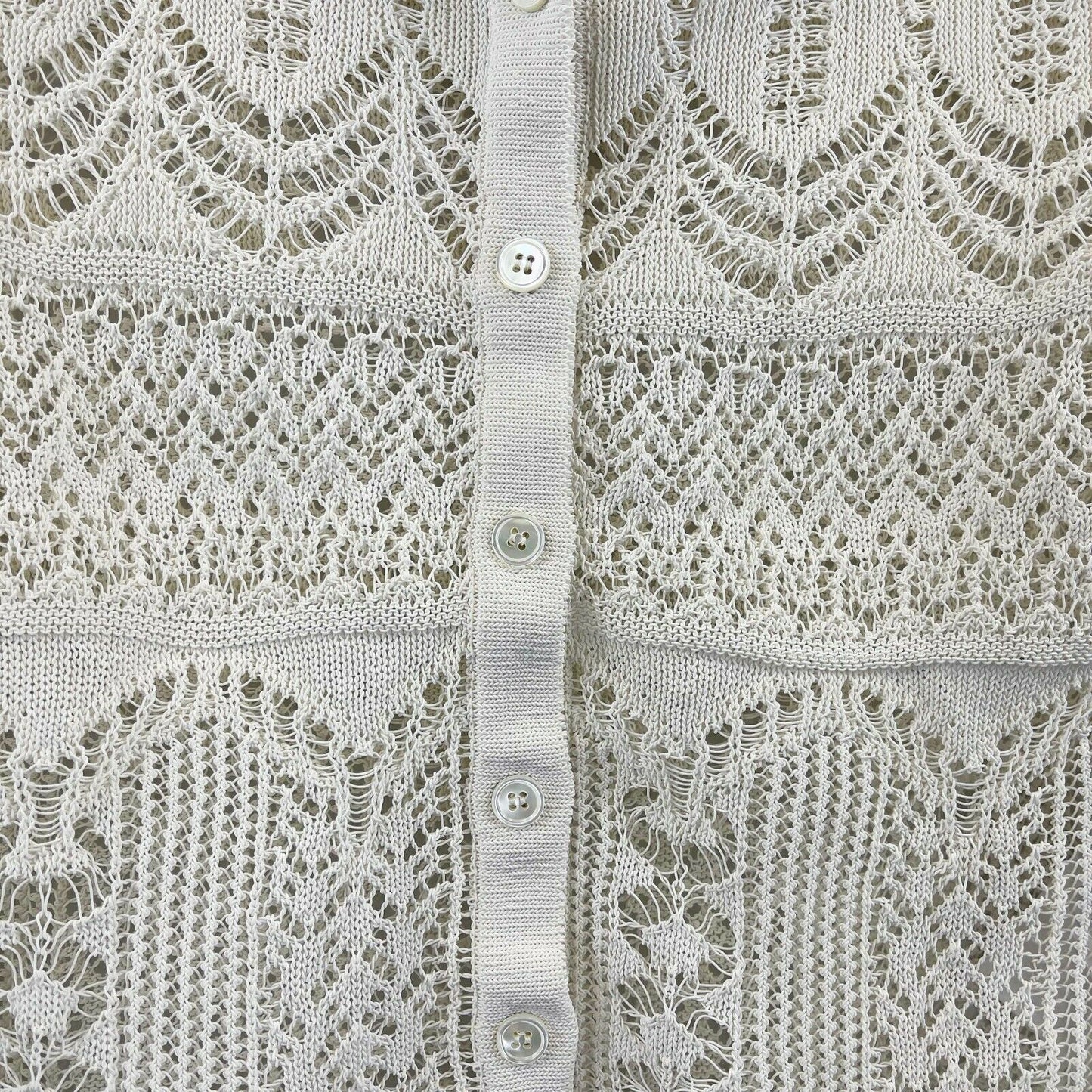 Alexander McQueen - Ivory Lace Knit Pointelle Cardigan Sweater - Size XS