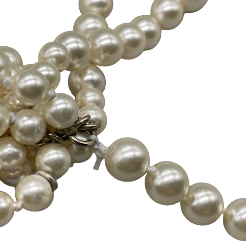 CHANEL - New w/ Tags - B14 White Faux Pearl Multi-Stranded Lavalier CC Necklace