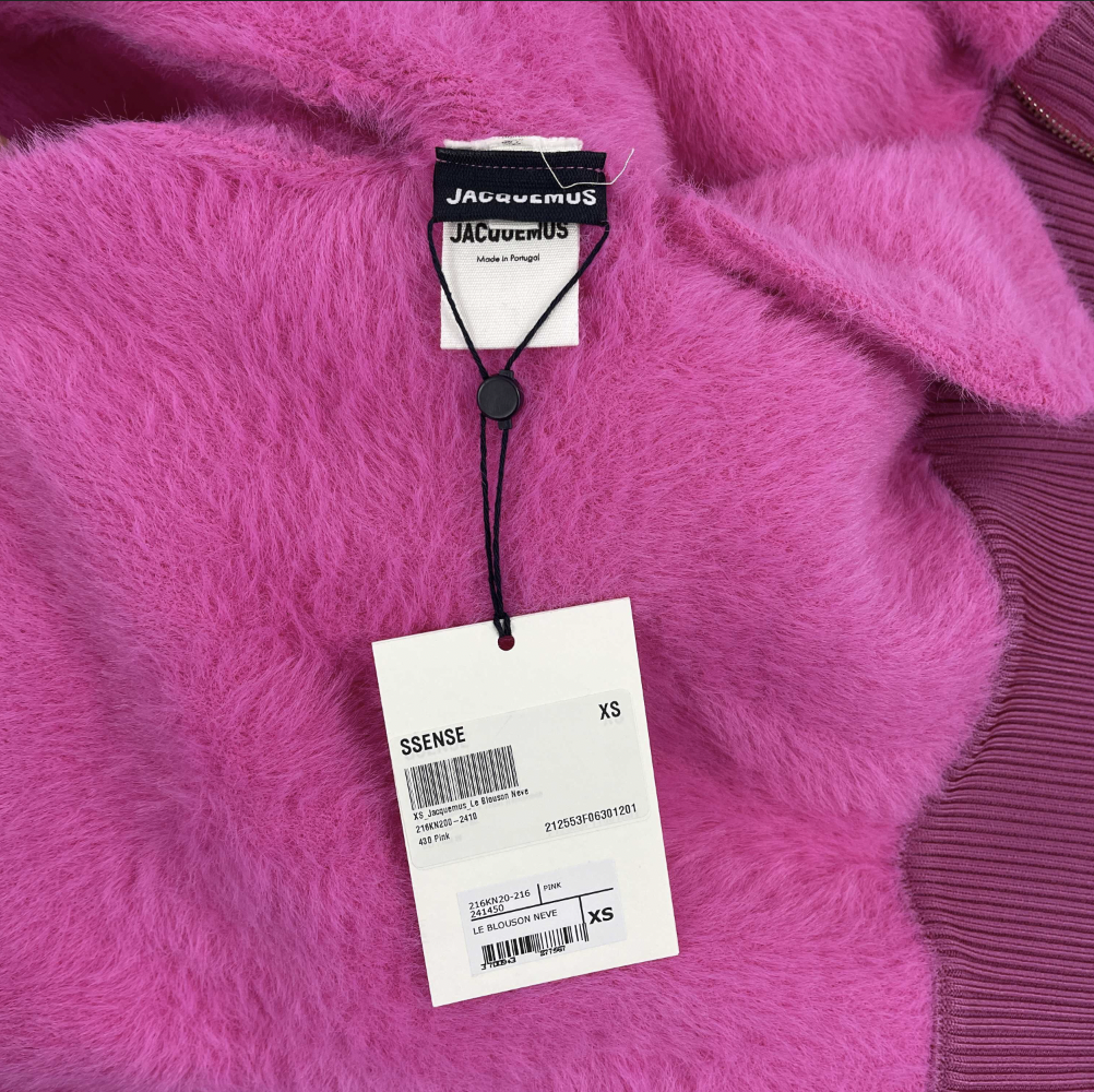 Jacquemus - New w/ Tags - Le Blouson Neve Zip Bomber - Pink - XS - Jacket