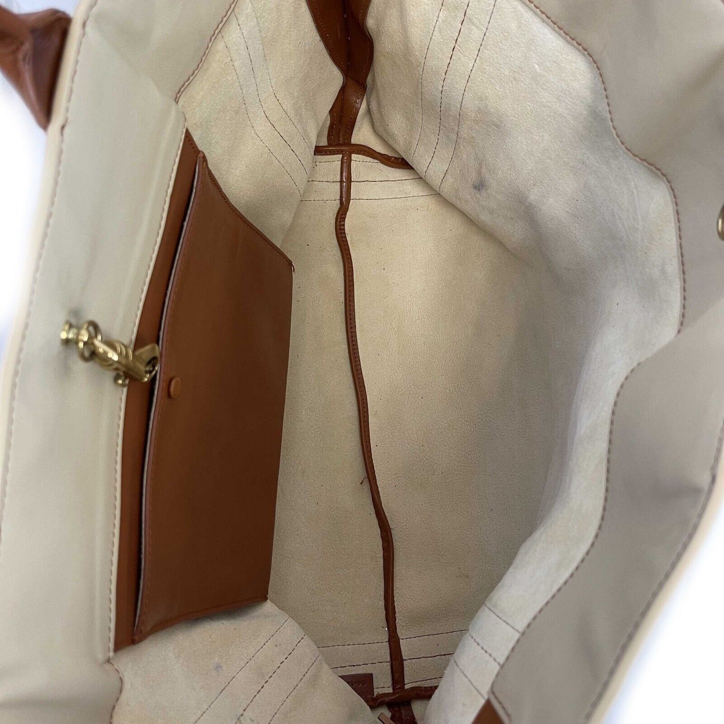 Chloe - Calfskin Medium Alison East West Tote Husky White Tan Shoulder Bag
