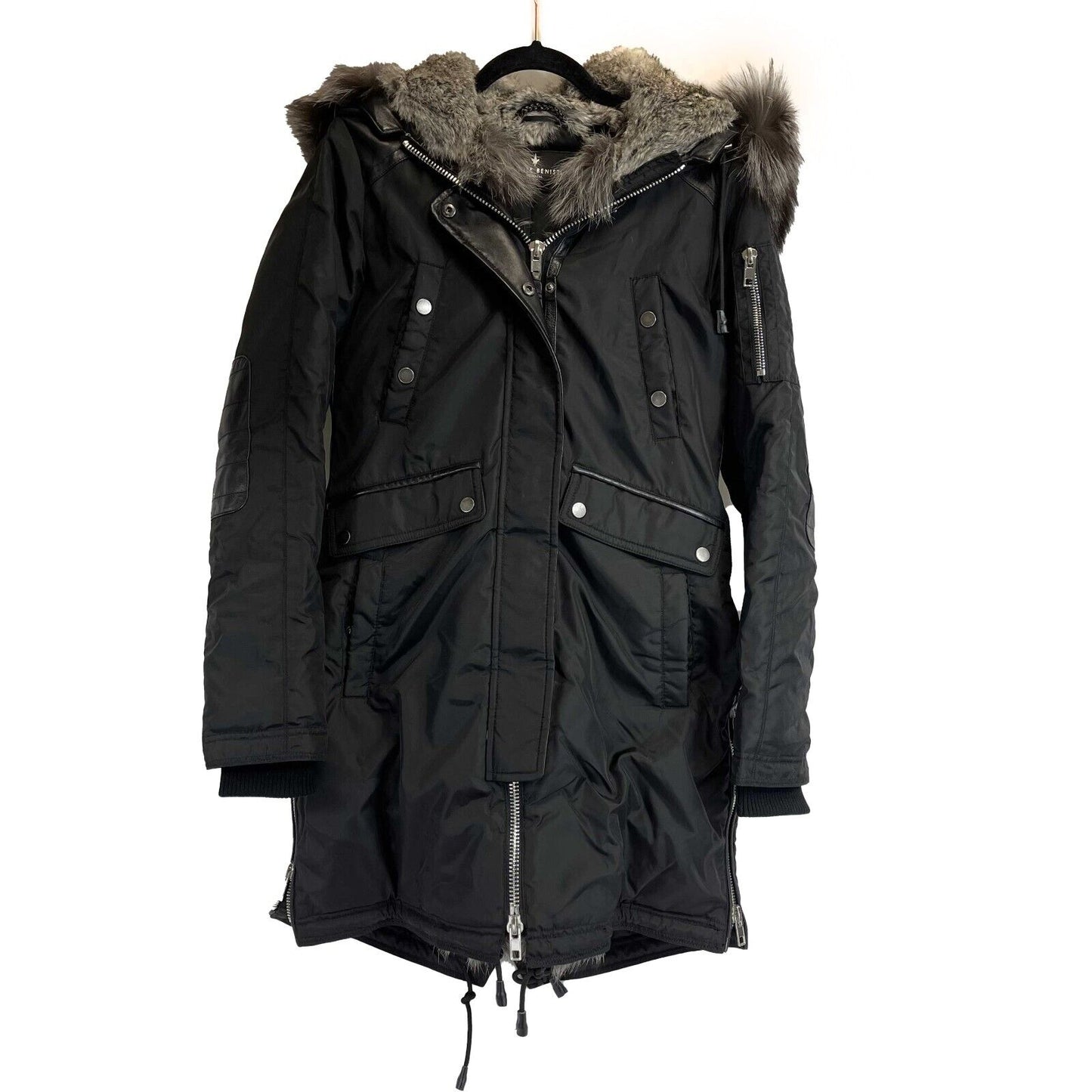 Nicole Benisti -Madison Fur-Lined Parka Coat / Black Jacket - Size S