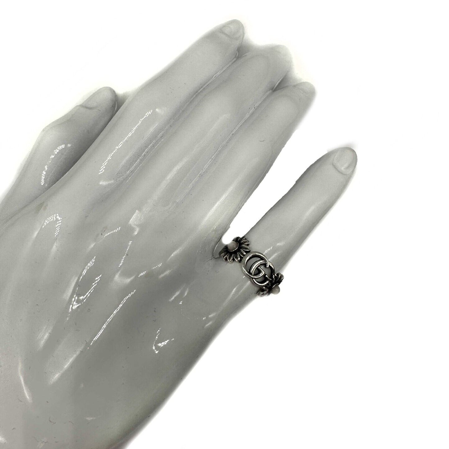 Gucci - Double G Mother of Pearl Ring - Silver - Size 13 US 6.5