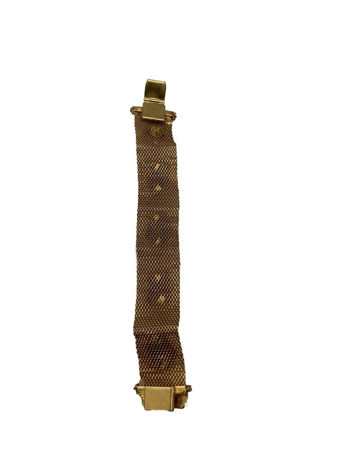 CHANEL - Vintage Mesh Gold Bracelet with Gripoix Multicolor Glass Stones