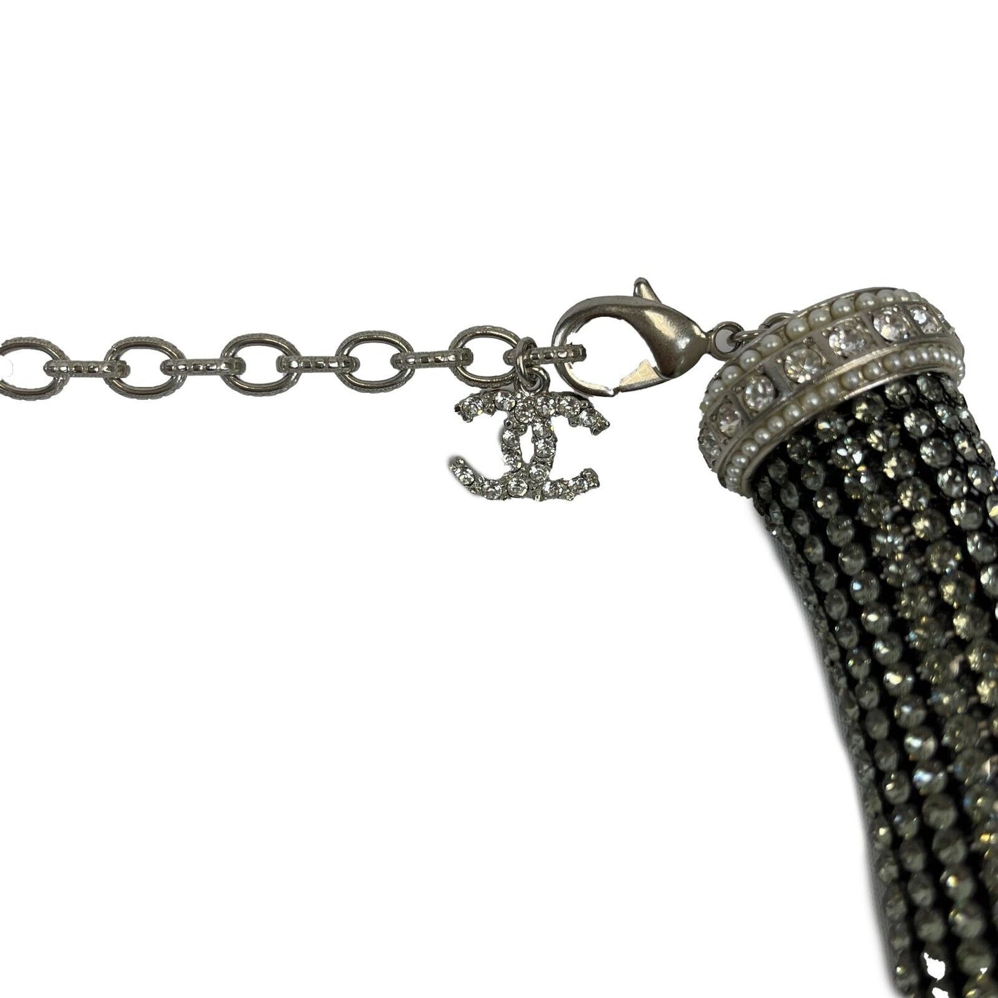 Chanel - 17K CC Rhinestone Crystal Choker Necklace - Black / Silver