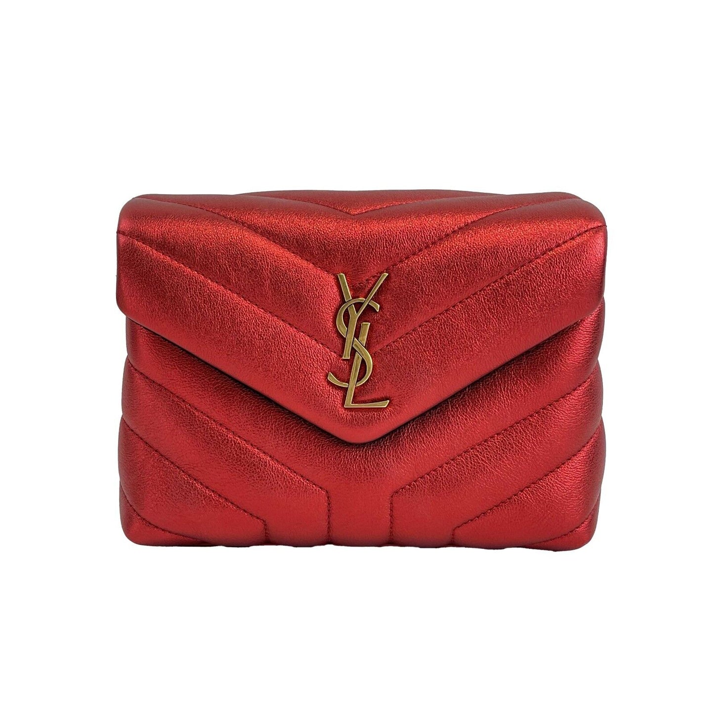 Saint Laurent - LouLou Shoulder Bag Matelasse Chevron Leather Toy Red Crossbody