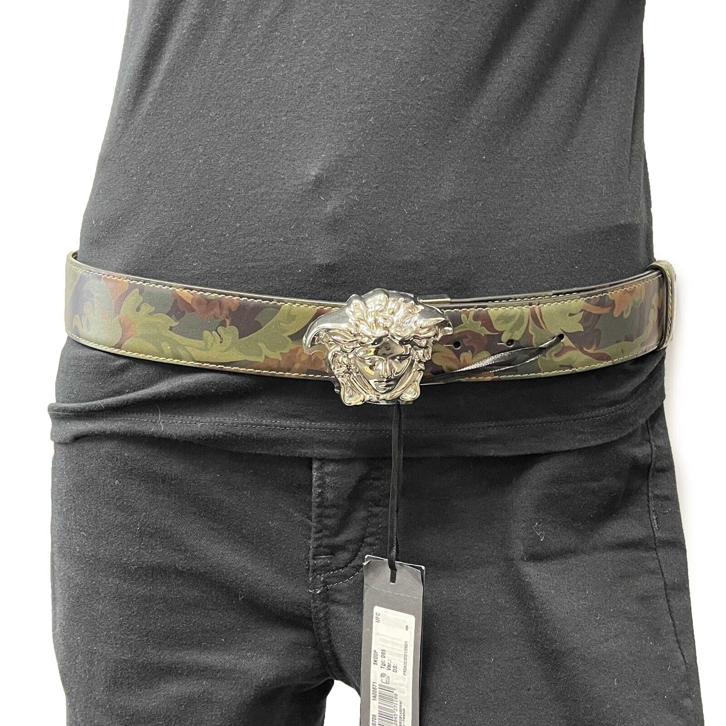 Versace - La Medusa Logo Buckle Barocco Green Leather - Green - 95/38 - Belt