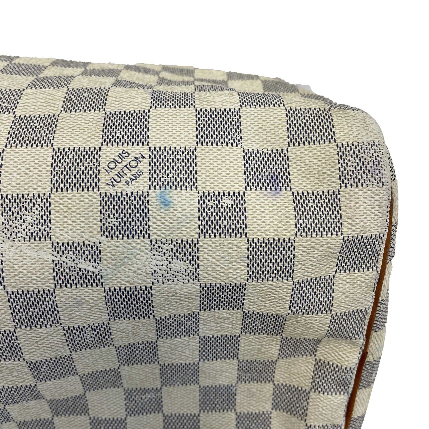 Louis Vuitton - Speedy 35 in Damier Azur Canvas - White / Navy Top Handle Bag