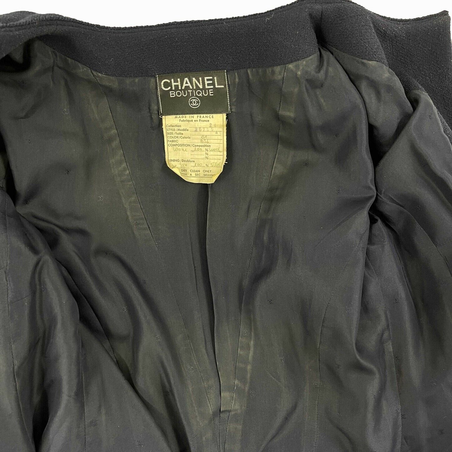 CHANEL - Vintage Navy Suit CC Buttons - Jacket / Skirt Set 40 US 8