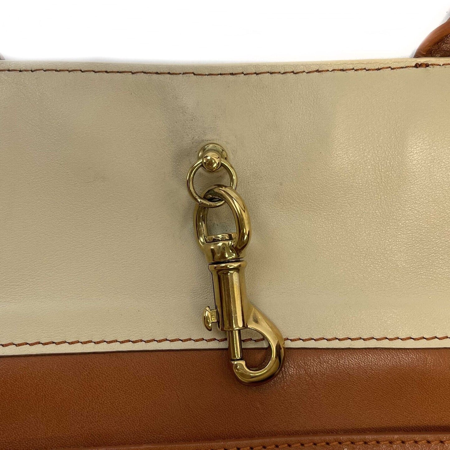 Chloe - Calfskin Medium Alison East West Tote Husky White Tan Shoulder Bag