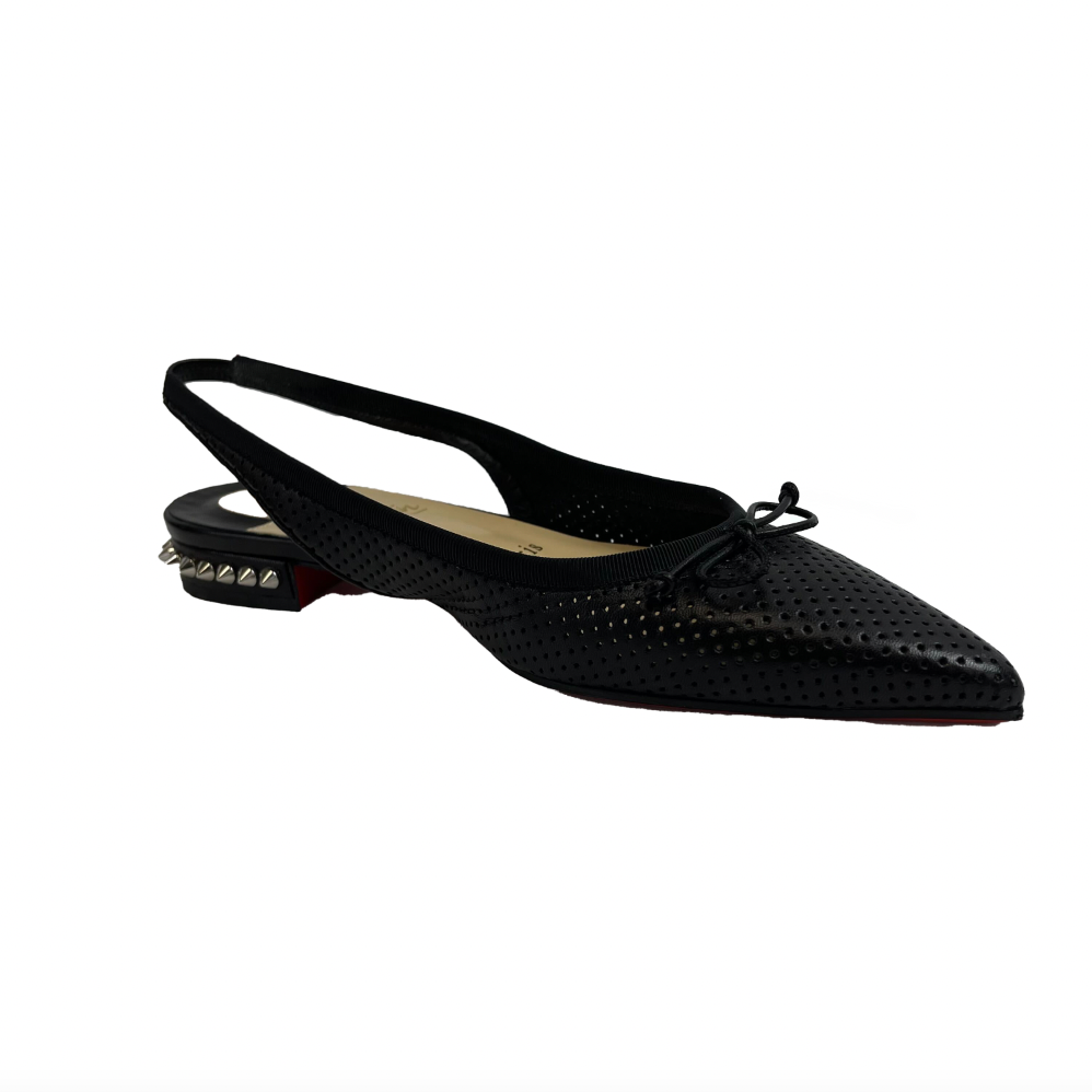 Christian Louboutin - Hall Sling Spike Studded Heel Leather Flat - 35.5 US 5.5
