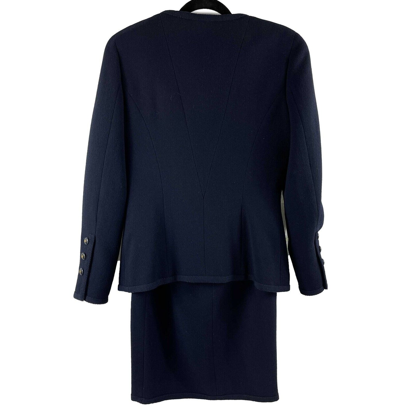 CHANEL - Vintage Navy Suit CC Buttons - Jacket / Skirt Set 40 US 8