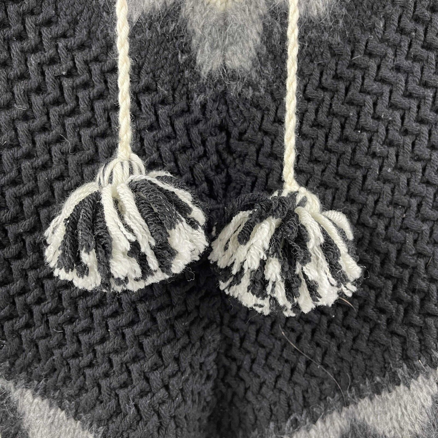 Saint Laurent - YSL - Fringe Knit Pom Pom Tassel Poncho - XS S M