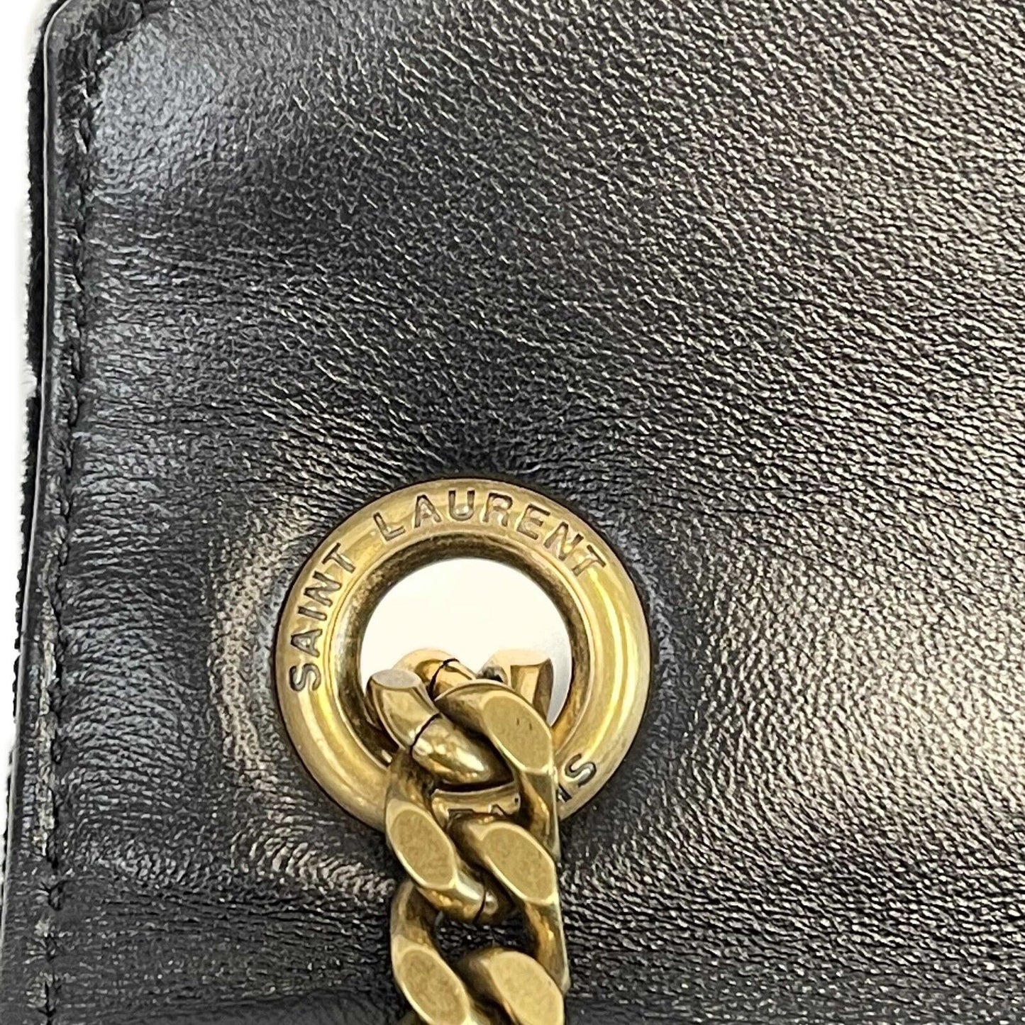 Saint Laurent Velvet Triquilt Medium Collège Bag - Black and Gold YSL Crossbody