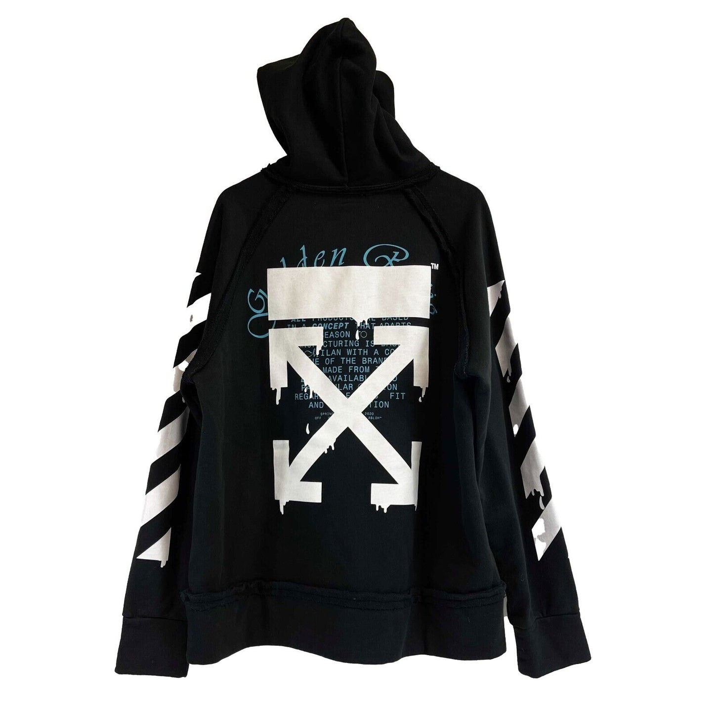 Off White - Dripping Arrows Incompiuto Hoodie - Black Jacket - Size S