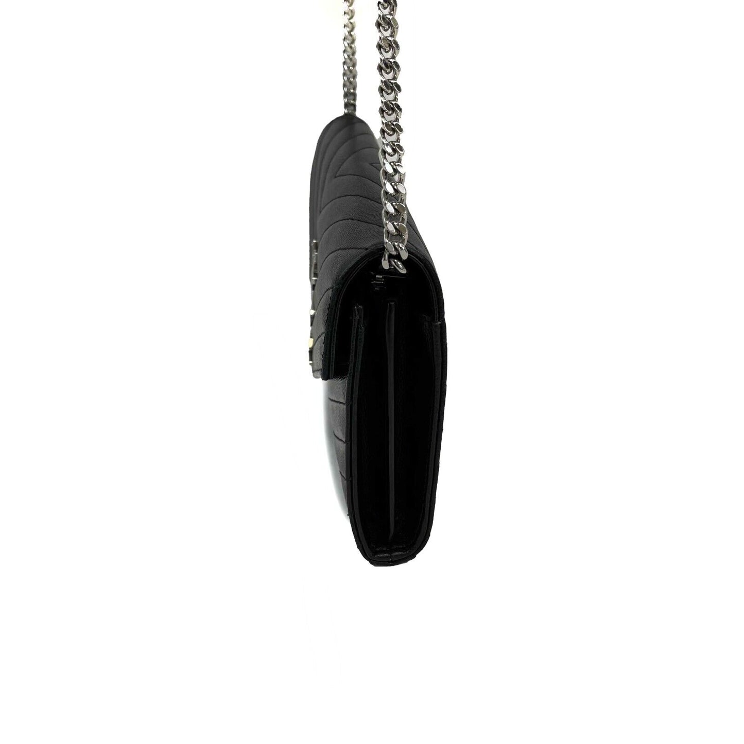 Saint Laurent Cassandre Matelassé Chain Wallet in Grain de Poudre Embossed