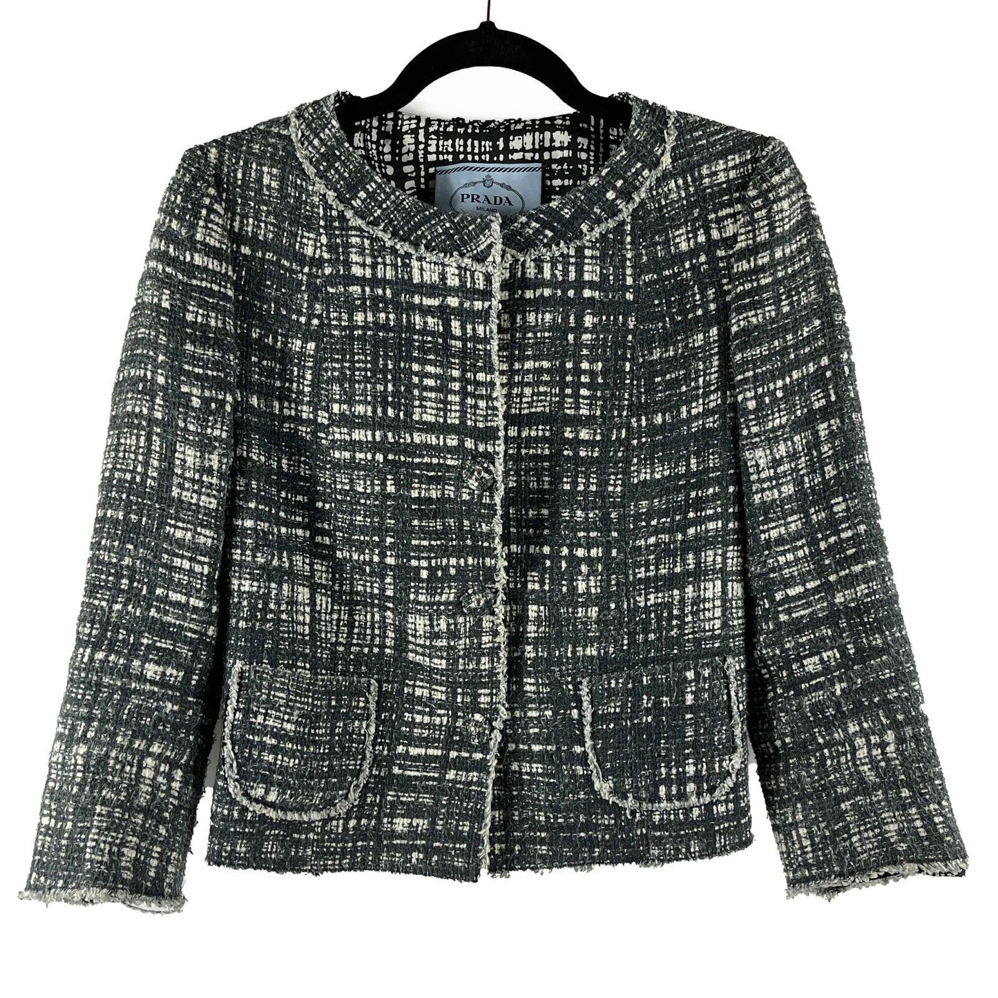 Prada - Tweed Design Light Weight - Dark Grey / White Jacket - 38 US 2