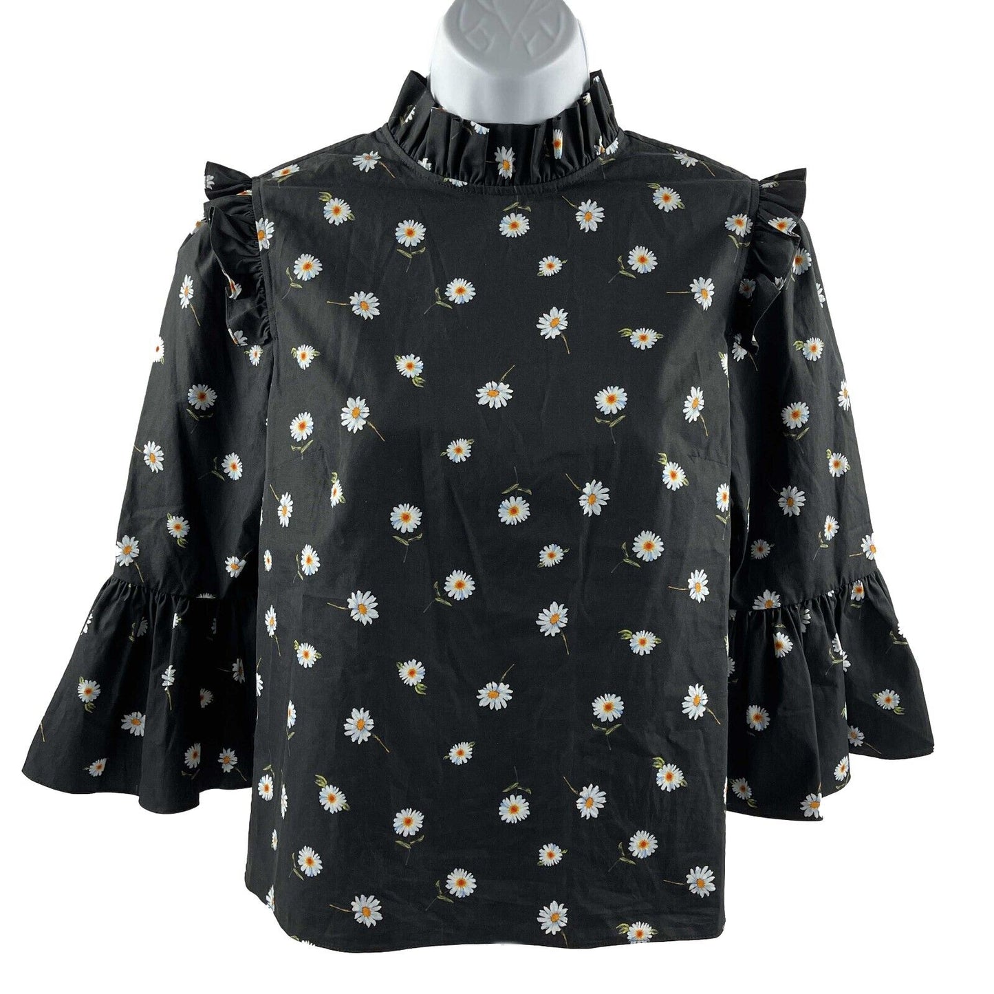 Alice + Olivia - New w/ Tags - Henrietta Tossed Daisy Ruffle Blouse - XS