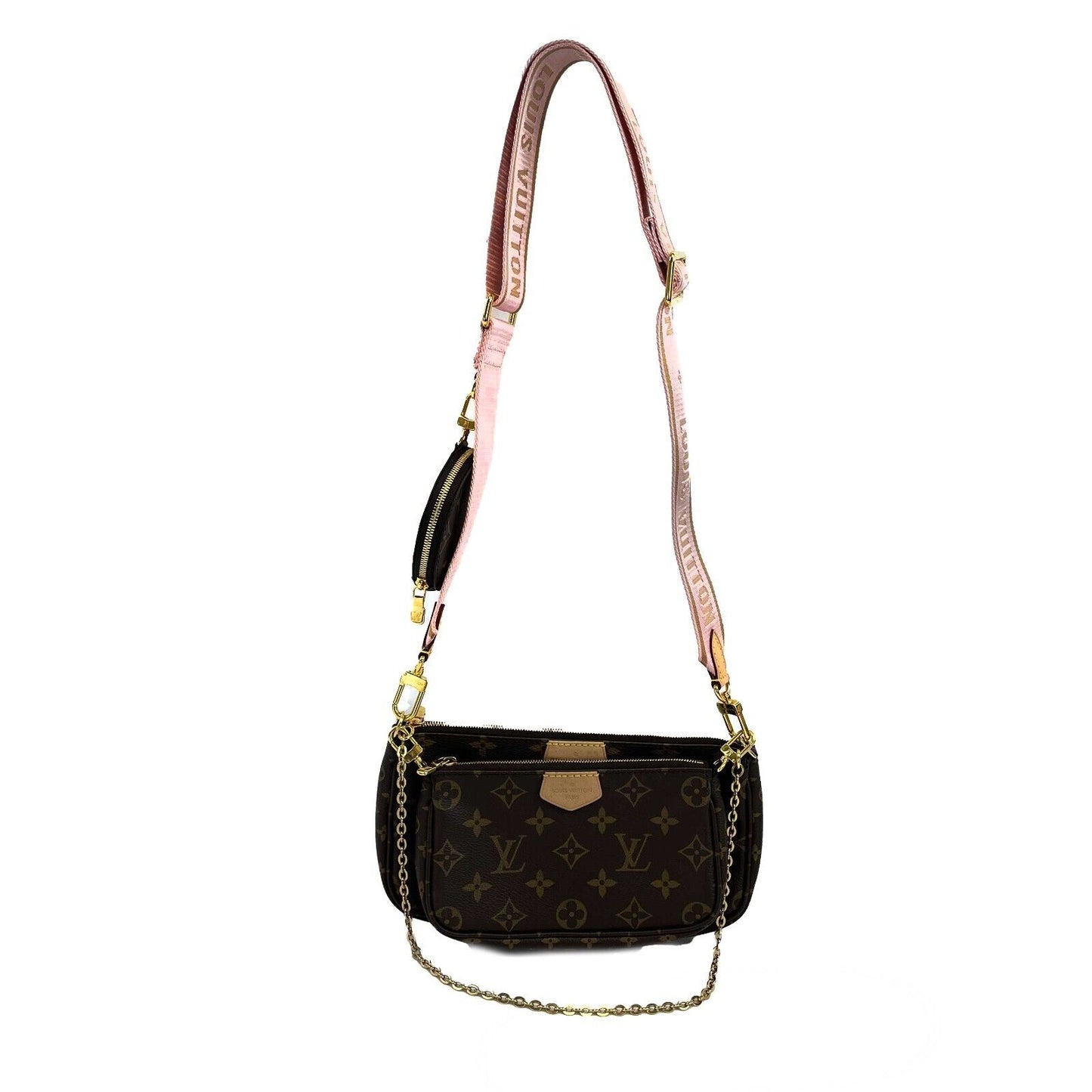 Louis Vuitton - Multi Pochette Accessories in Light Pink / Brown Crossbody
