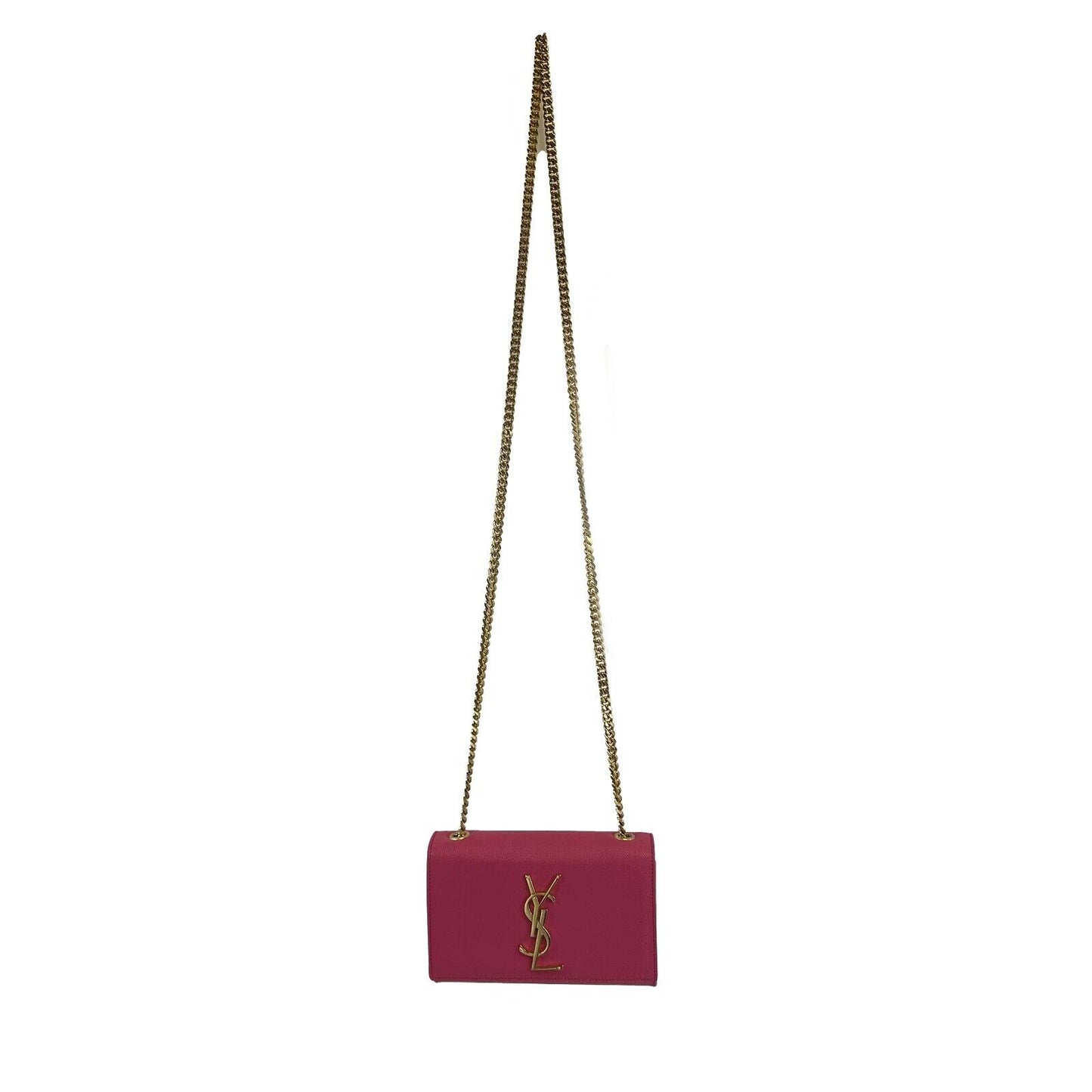 Saint Laurent Kate Small Chain Bag in Grain de Poudre Embossed Leather Pink Bag