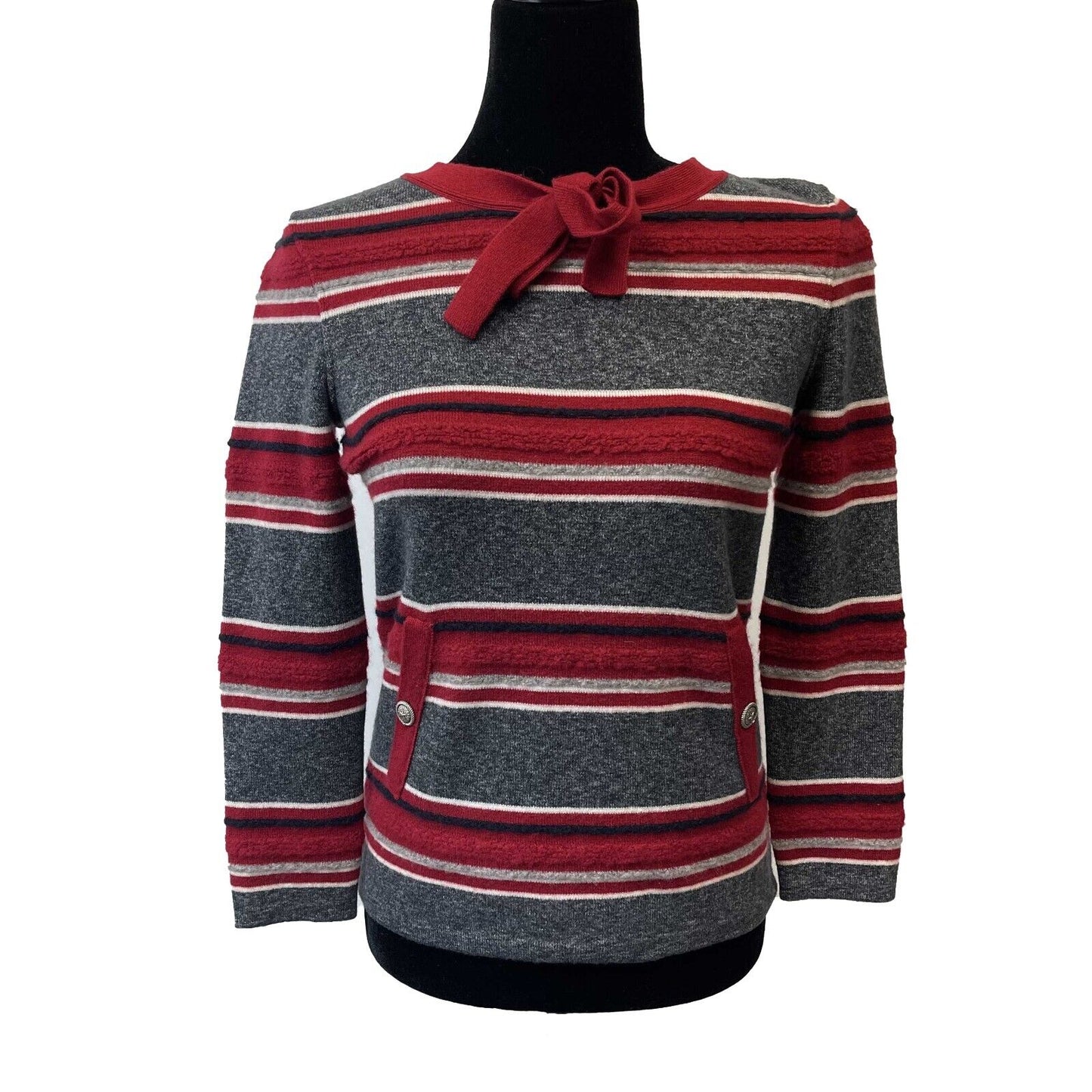 Chanel - Paris-Dallas Pullover Sweater - Gray,Red - 34/Size XS