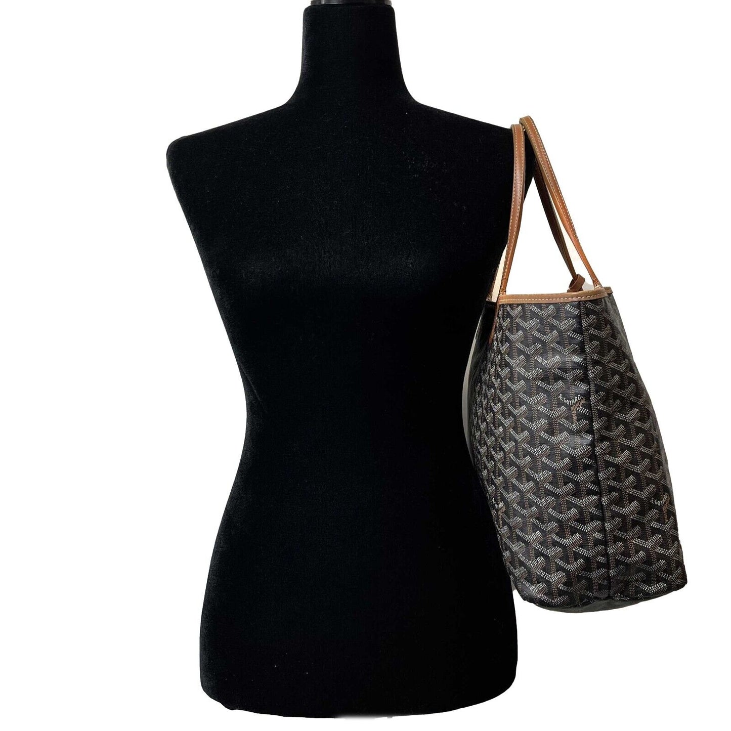 Goyard - Goyardine Saint Louis PM Bag - Brown Tote w/ Pouch