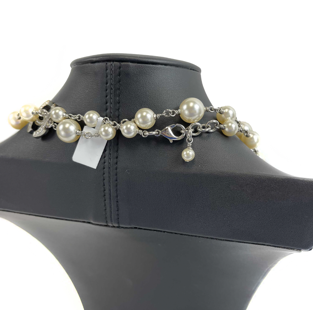 CHANEL - Vintage 1981 Pearl / Gold Long Chain Bead Layering Necklace