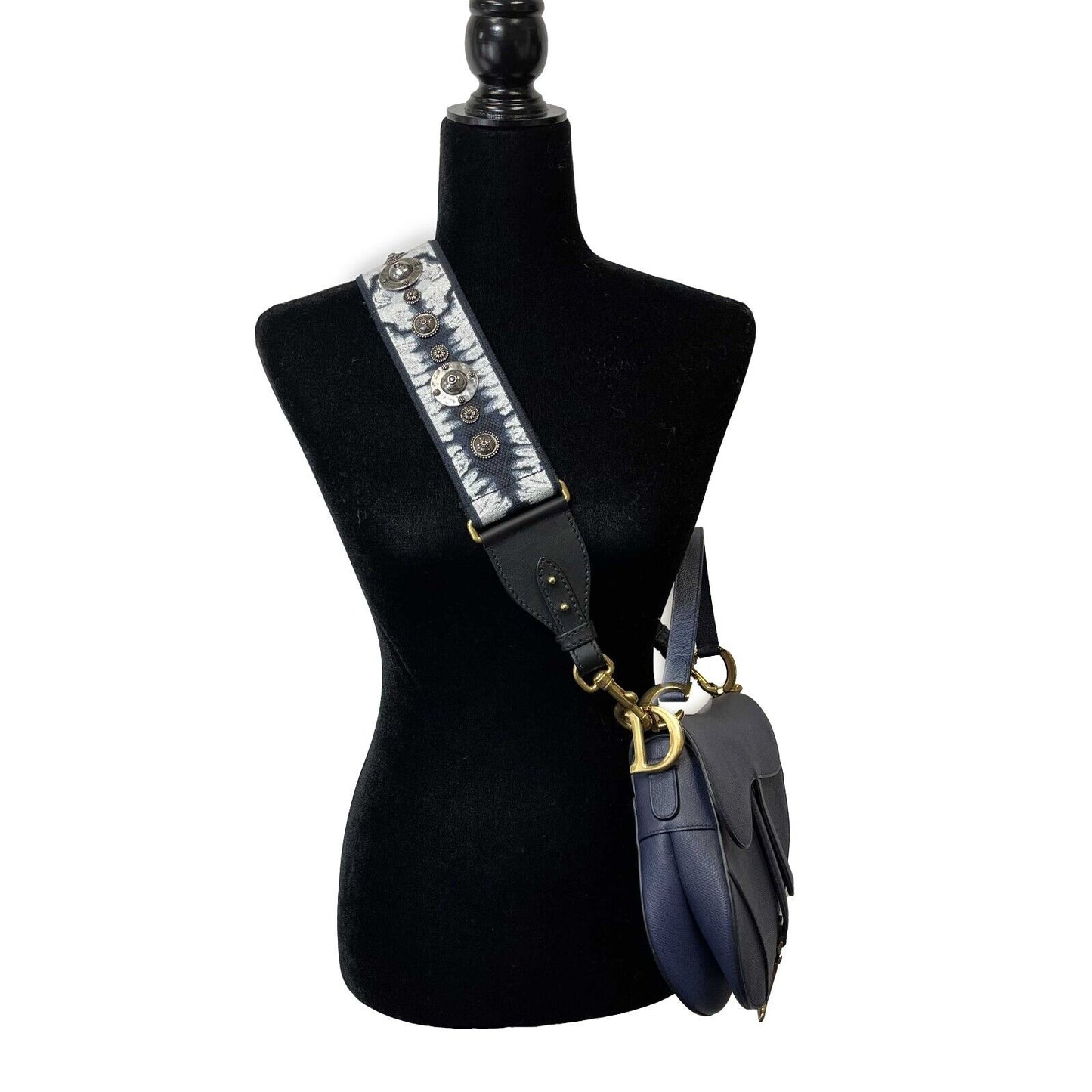 Christian Dior - Excellent - Saddle Bag - Navy Blue - w/ Crossbody Strap