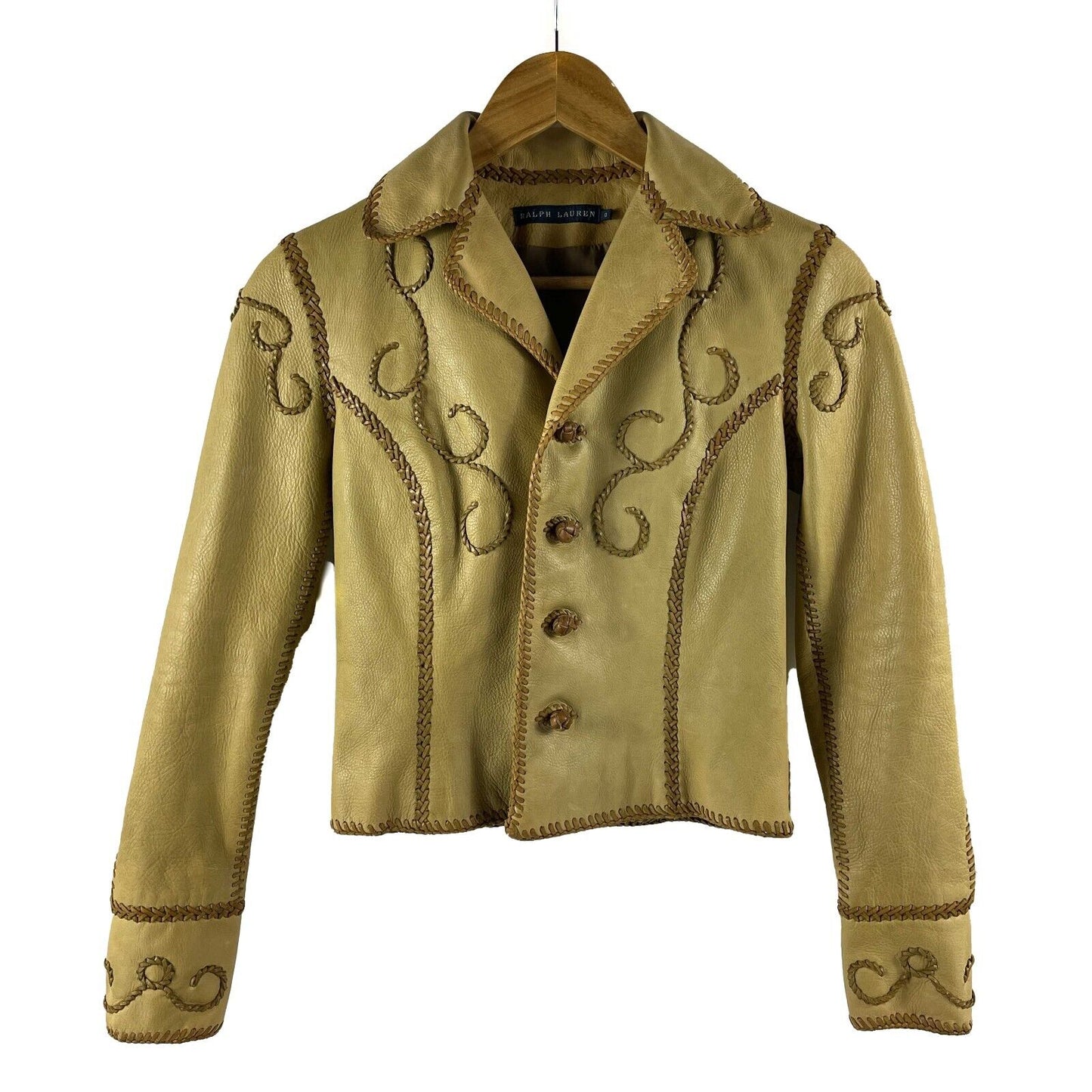 Ralph Lauren - Blue Label Western Leather Cropped Jacket - Camel Tan - 0 - XS