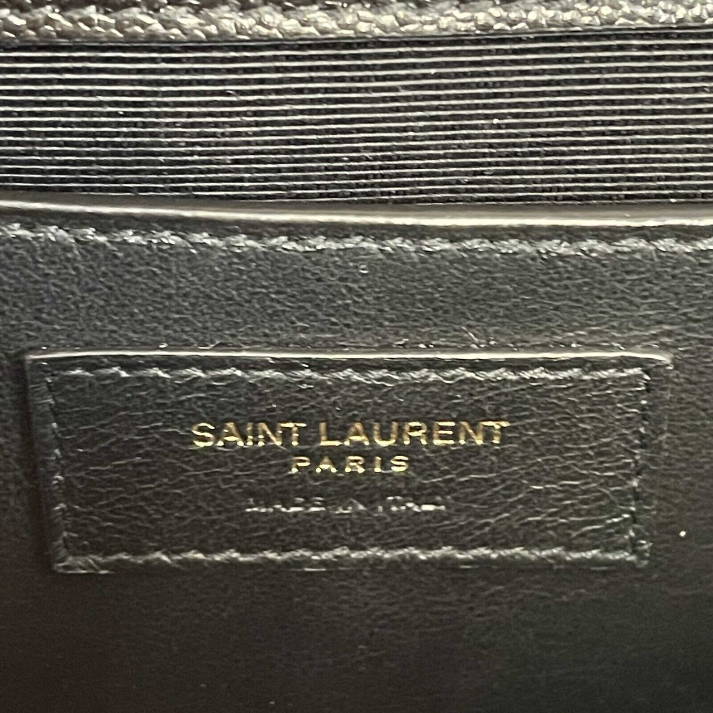 Saint Laurent Black Medium Triquilt Envelope Chain Grain de Poudre Shoulder Bag