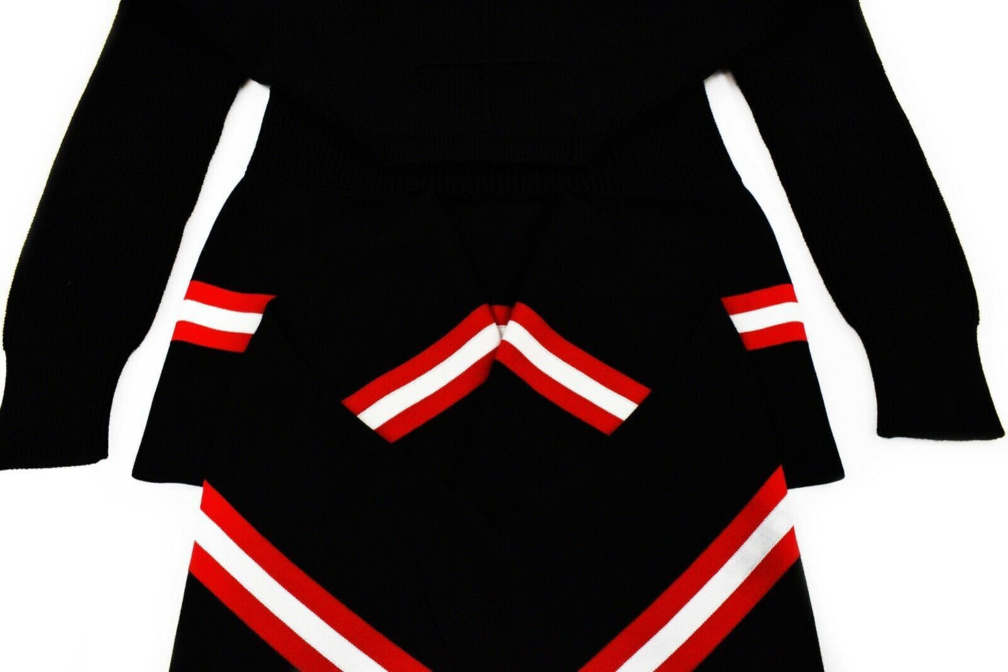 Givenchy - Black Red & White Striped Tie Waist Top Sweater - US XS