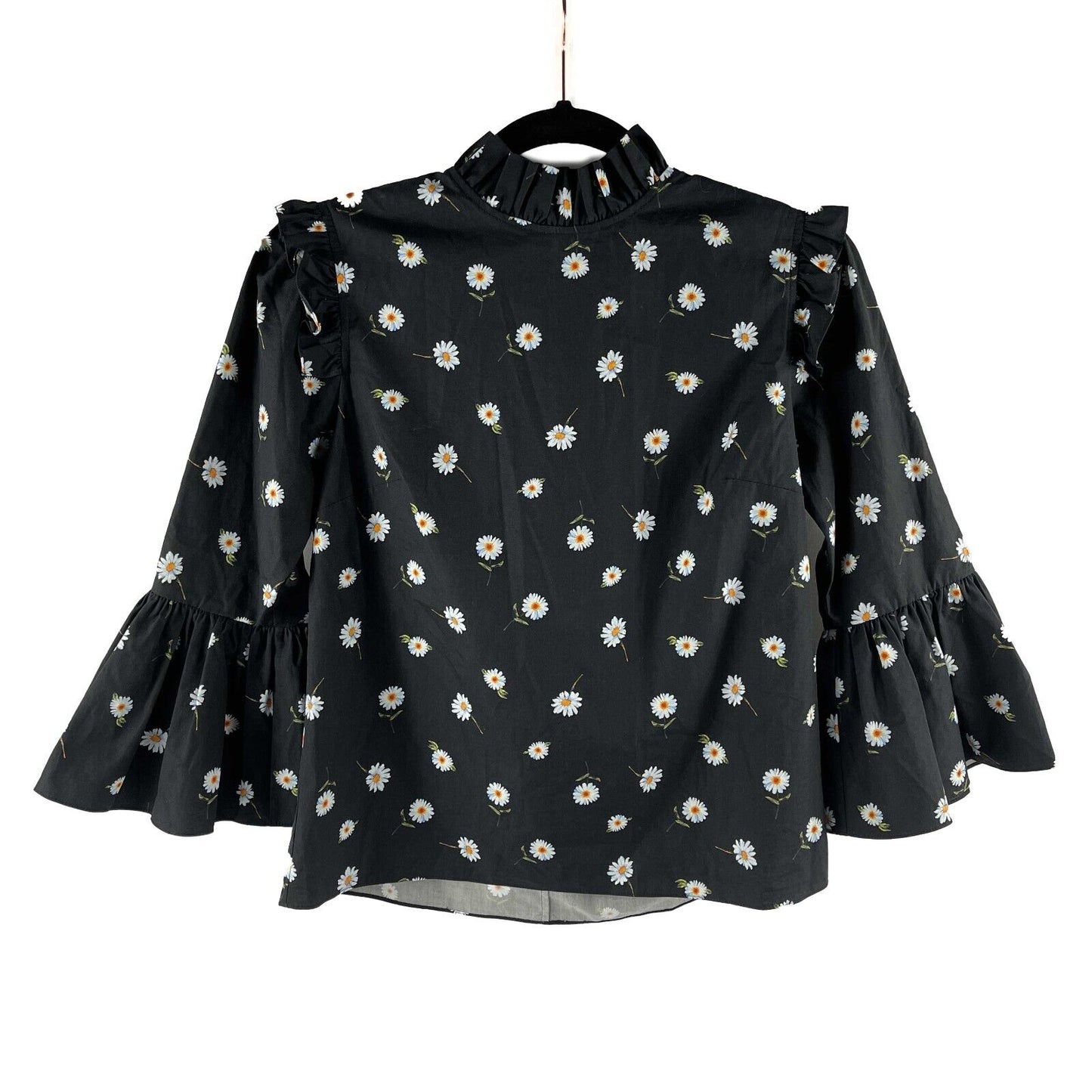 Alice + Olivia - New w/ Tags - Henrietta Tossed Daisy Ruffle Blouse - XS