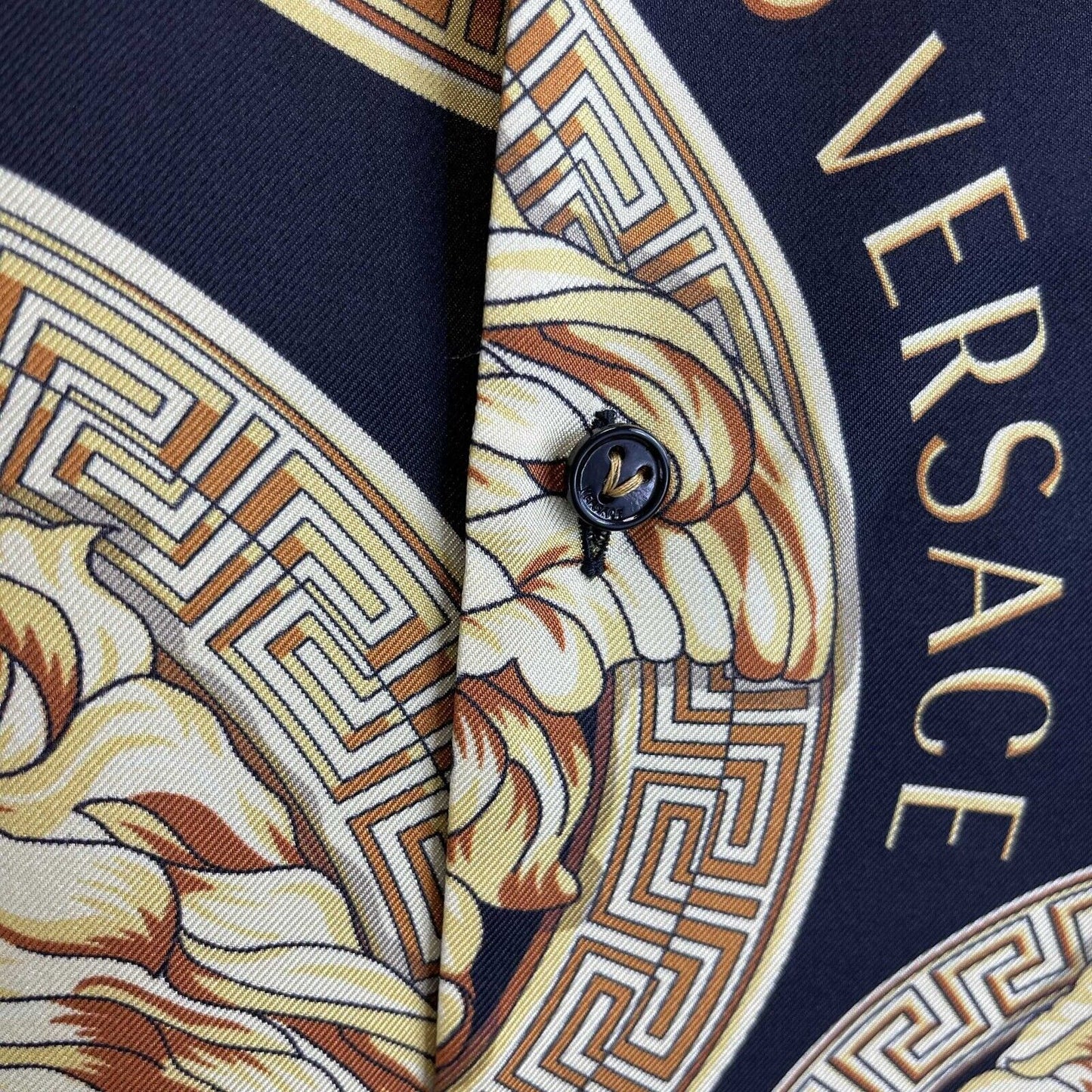 Versace - Medusa Amplified Print Silk Pajama Shirt - Black / Yellow - Size 3 / L
