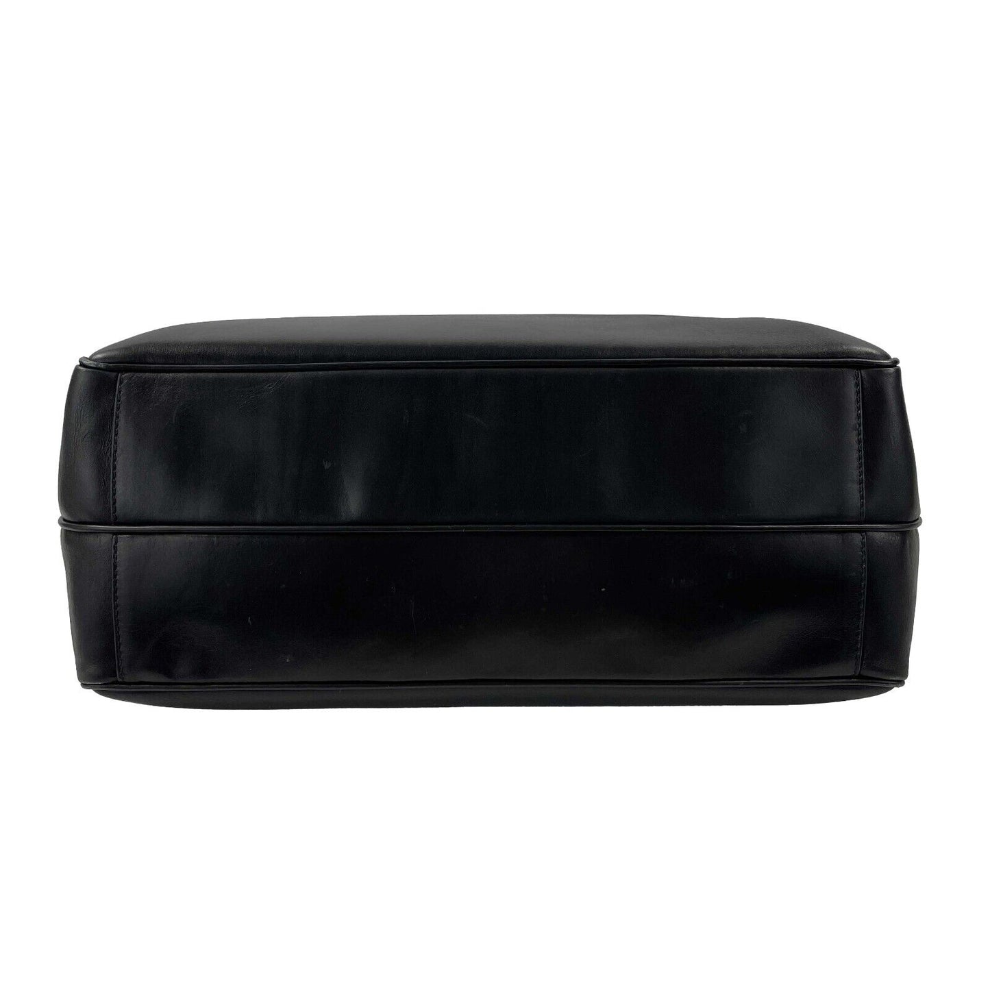 PRADA - Vitello Leather Double Buckle Briefcase - Black / Silver