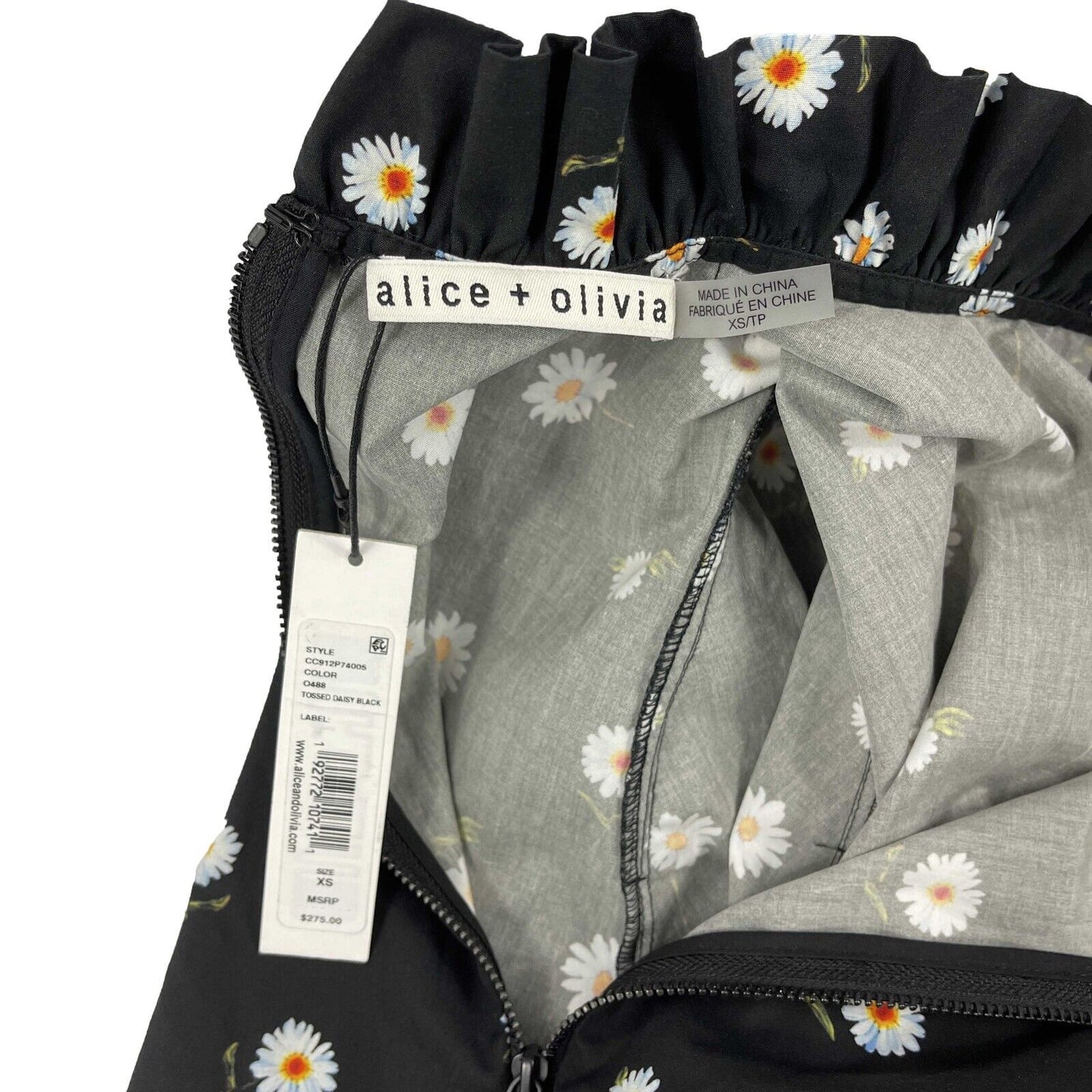 Alice + Olivia - New w/ Tags - Henrietta Tossed Daisy Ruffle Blouse - XS