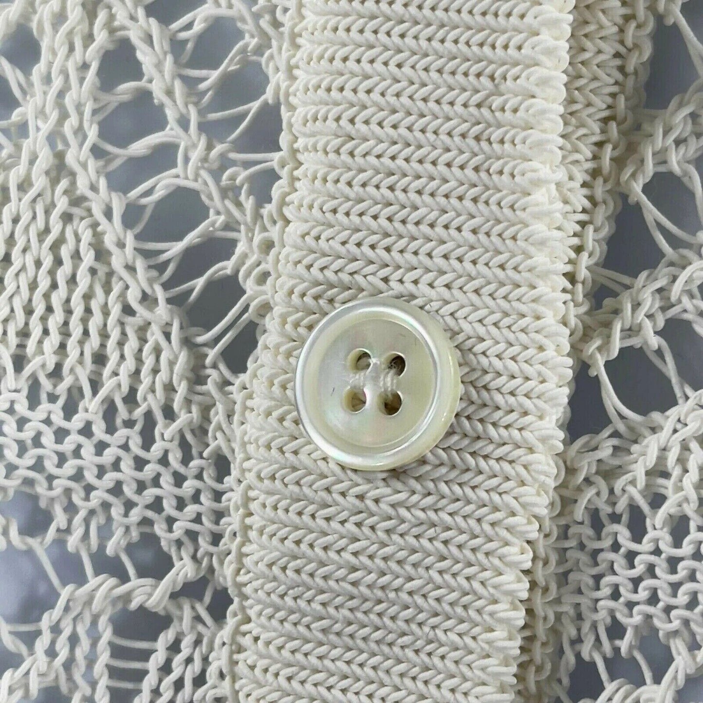 Alexander McQueen - Ivory Lace Knit Pointelle Cardigan Sweater - Size XS