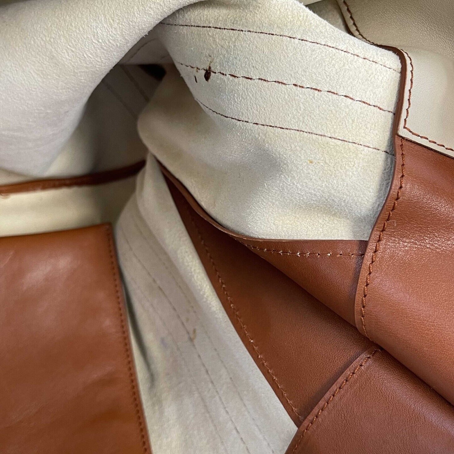 Chloe - Calfskin Medium Alison East West Tote Husky White Tan Shoulder Bag