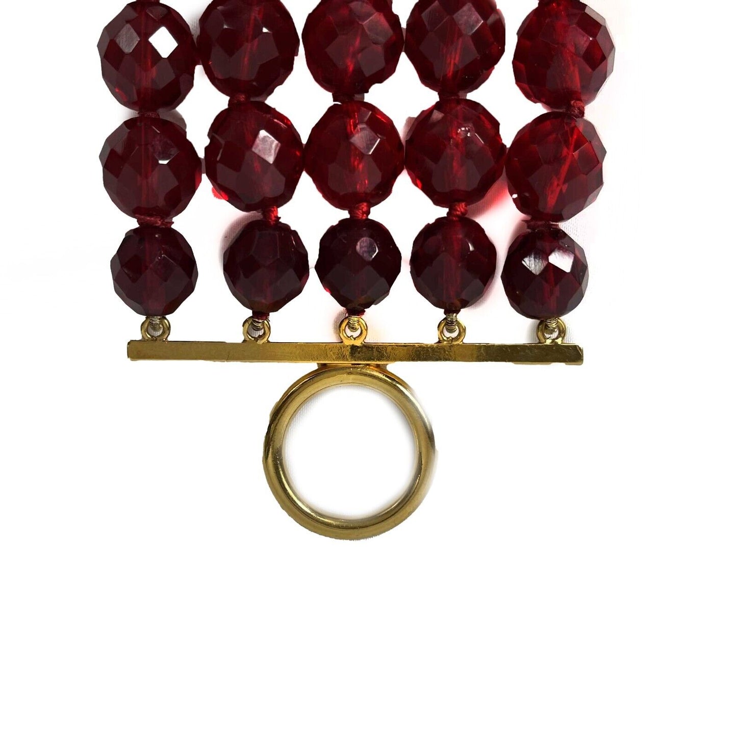 CHANEL - Collection 29 - Vintage Faceted Bead Multi Layered Red Bracelet