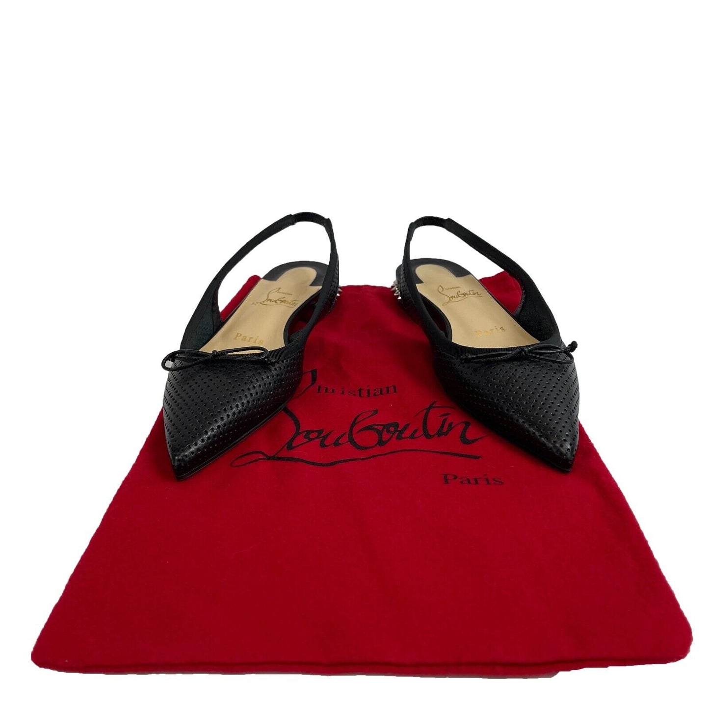 Christian Louboutin - Hall Sling Spike Studded Heel Leather Flat - 35.5 US 5.5