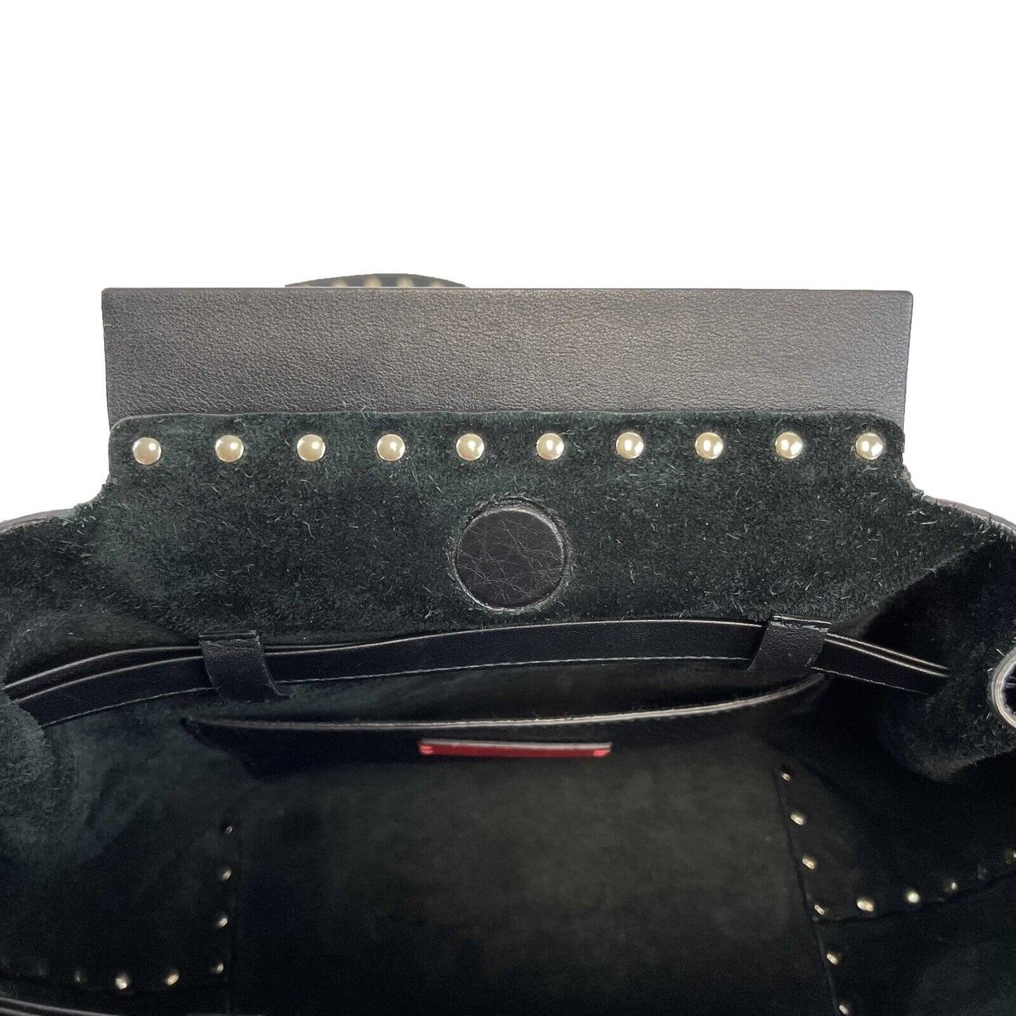 Valentino - Rockstud Drawstring Black Leather Shoulder Bag / Crossbody