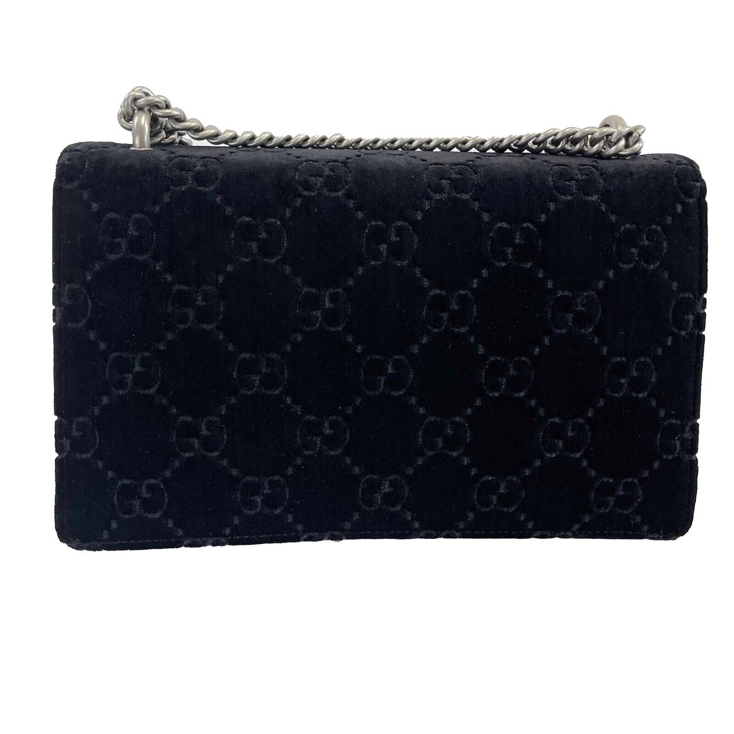 Gucci - NEW Black / Silver Velvet Embossed GG Dionysus Small Shoulder Bag