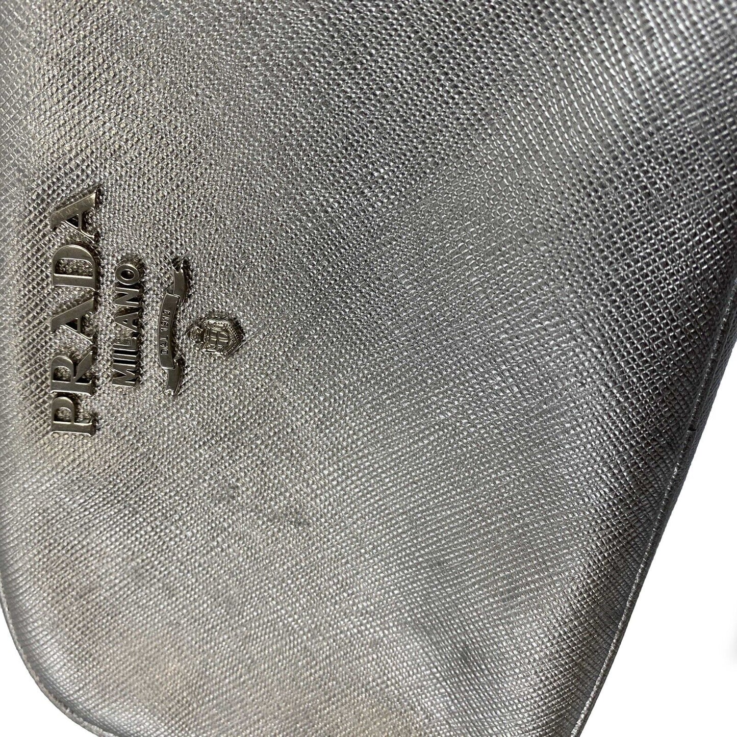 Prada - Odette Saffiano Leather Silver Belt Bag/Crossbody