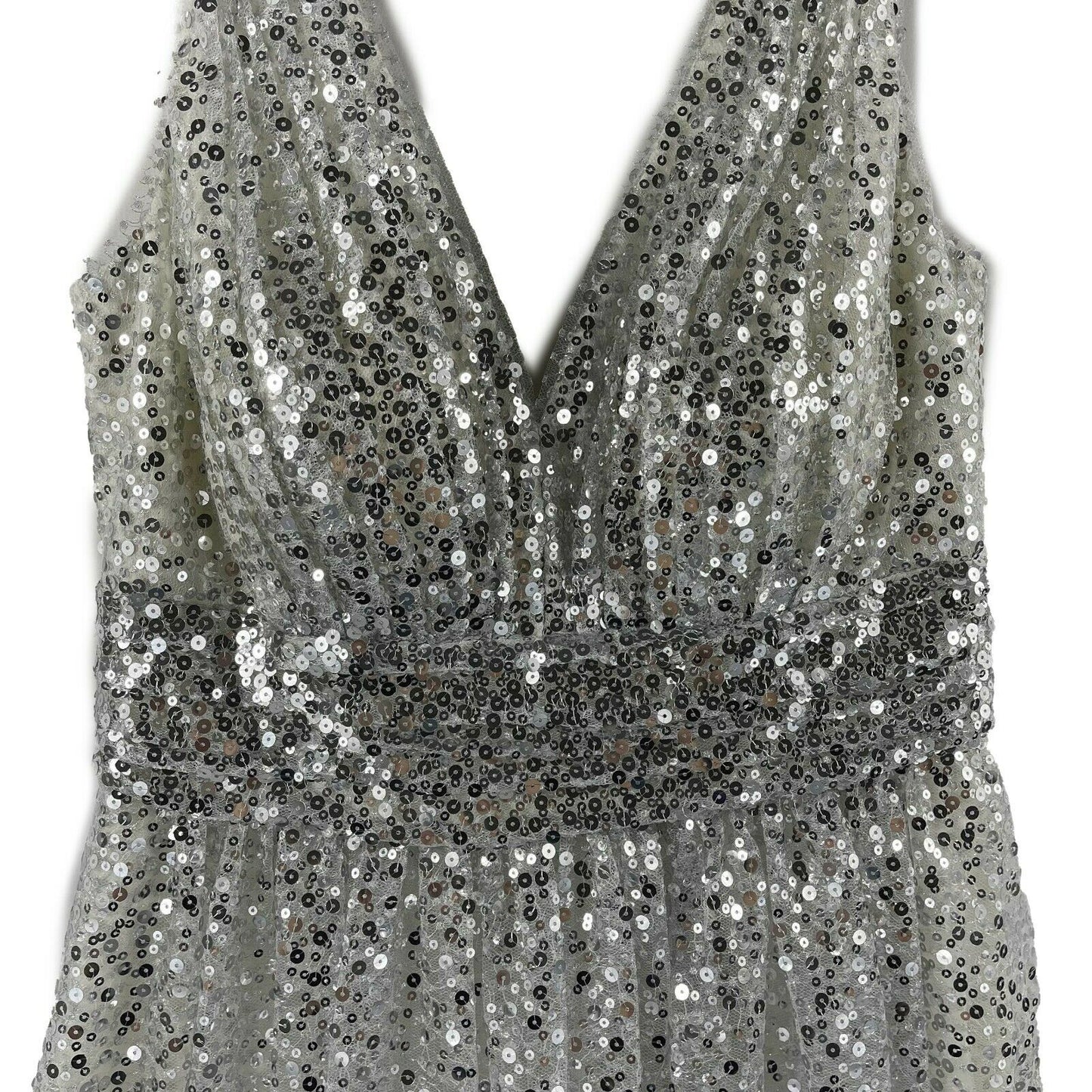 Marchesa Notte - New w/ Tags - Silver Sequined A-Line Dress - Size 2
