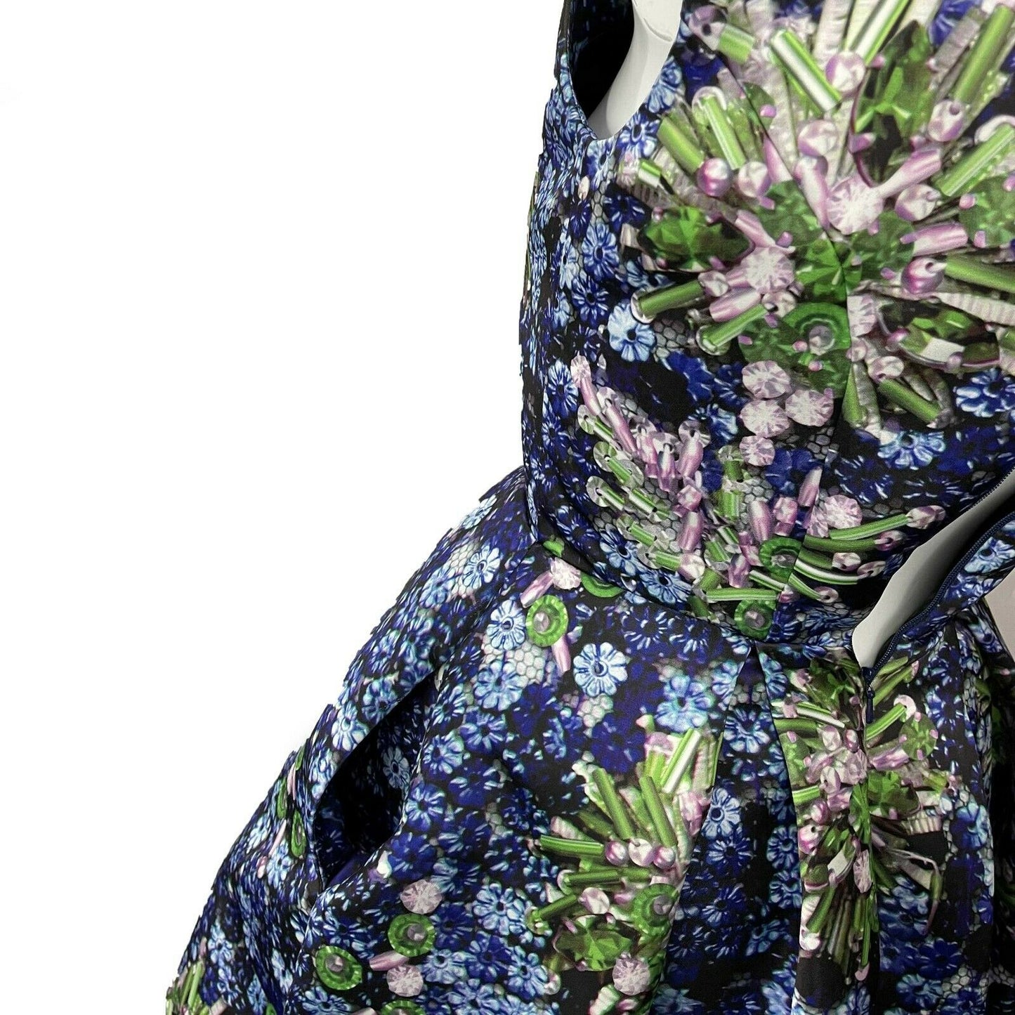 Mary Katrantzou - Sleeveless Gem Print Tulle Dress - Blue Multicolor - Size 2