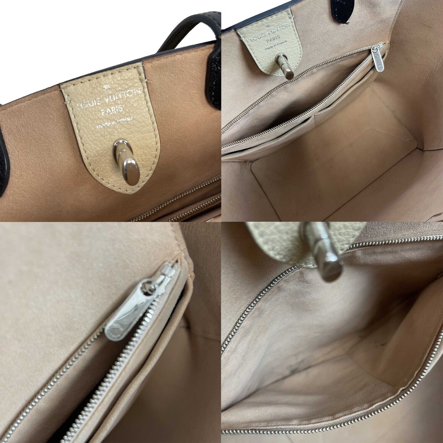 Louis Vuitton Twist Lock Me Go Tote Taurillon Beige and Black Handbag