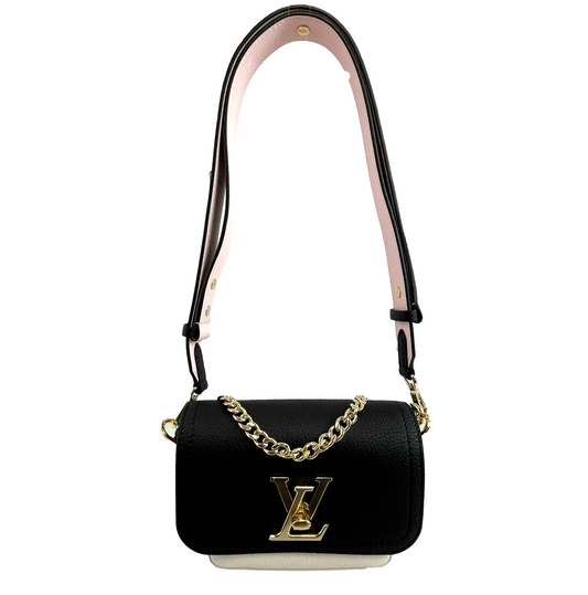 Louis Vuitton Lockme Tender Grained Calfskin Pink Black Crossbody Handbag