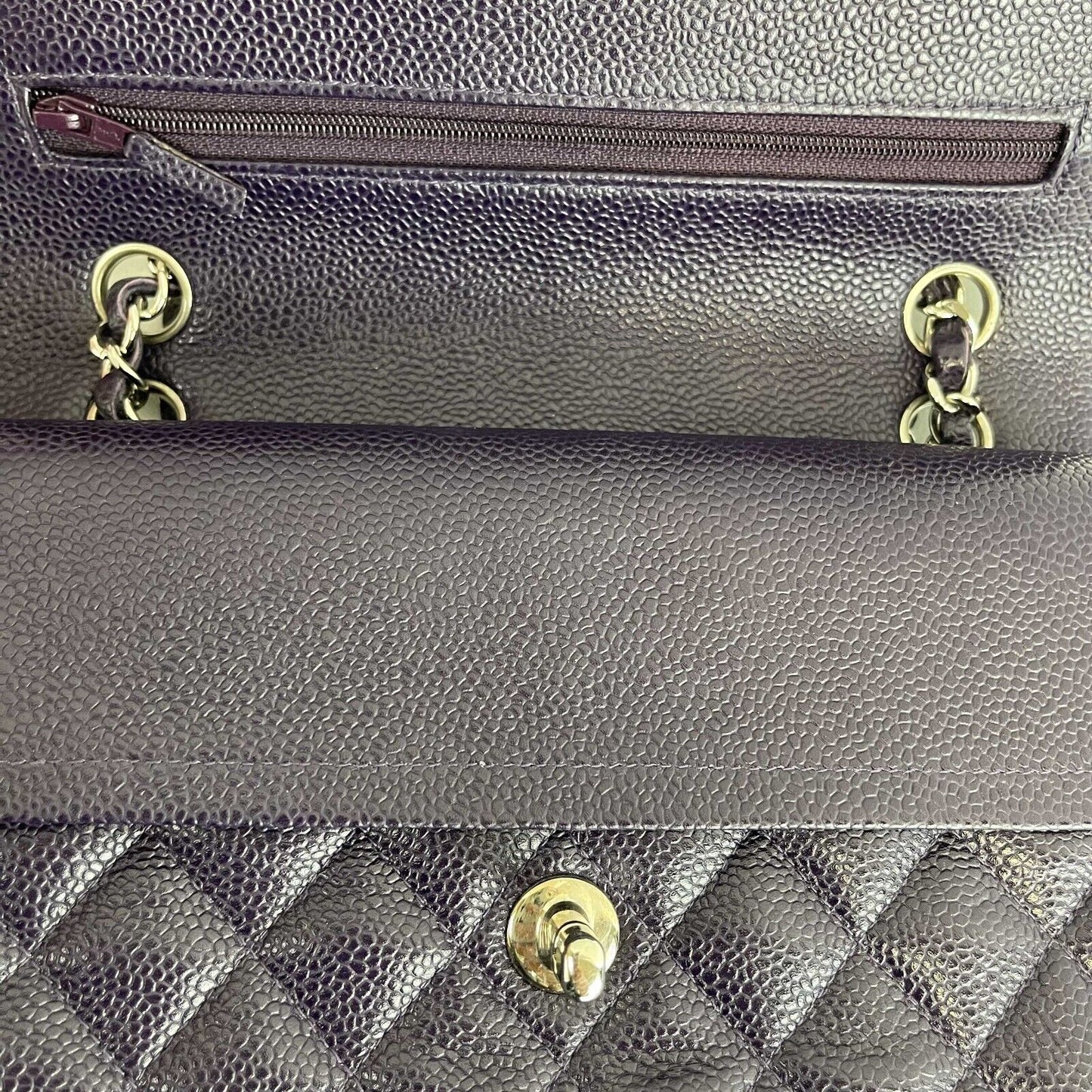Chanel - Excellent - Caviar RARE Purple Quilted Small Double Flap - Handbag