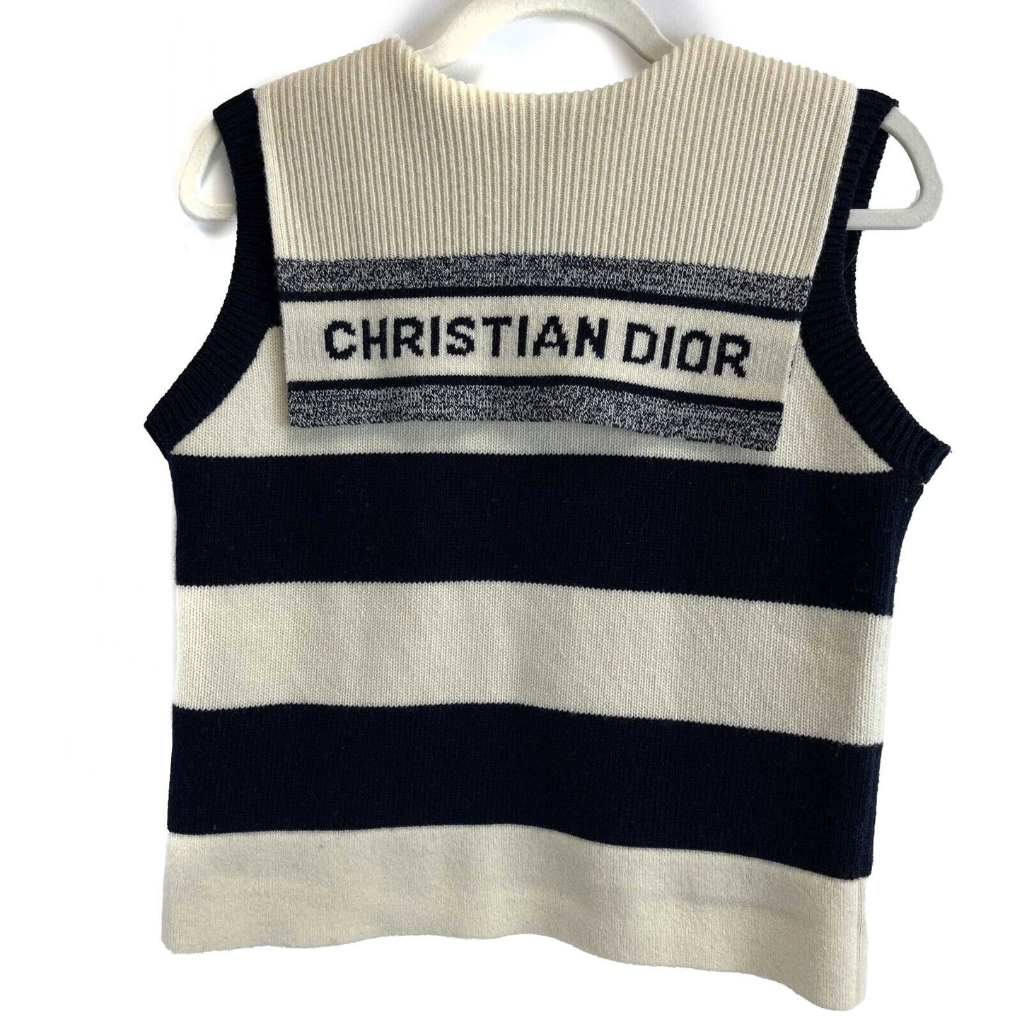 Christian Dior Marinière motif RARE Sailor Sleeveless Sweater Navy Top 34 US 2