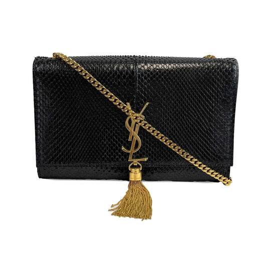 Saint Laurent - YSL - Snakeskin Kate Tassel Medium Black Crossbody