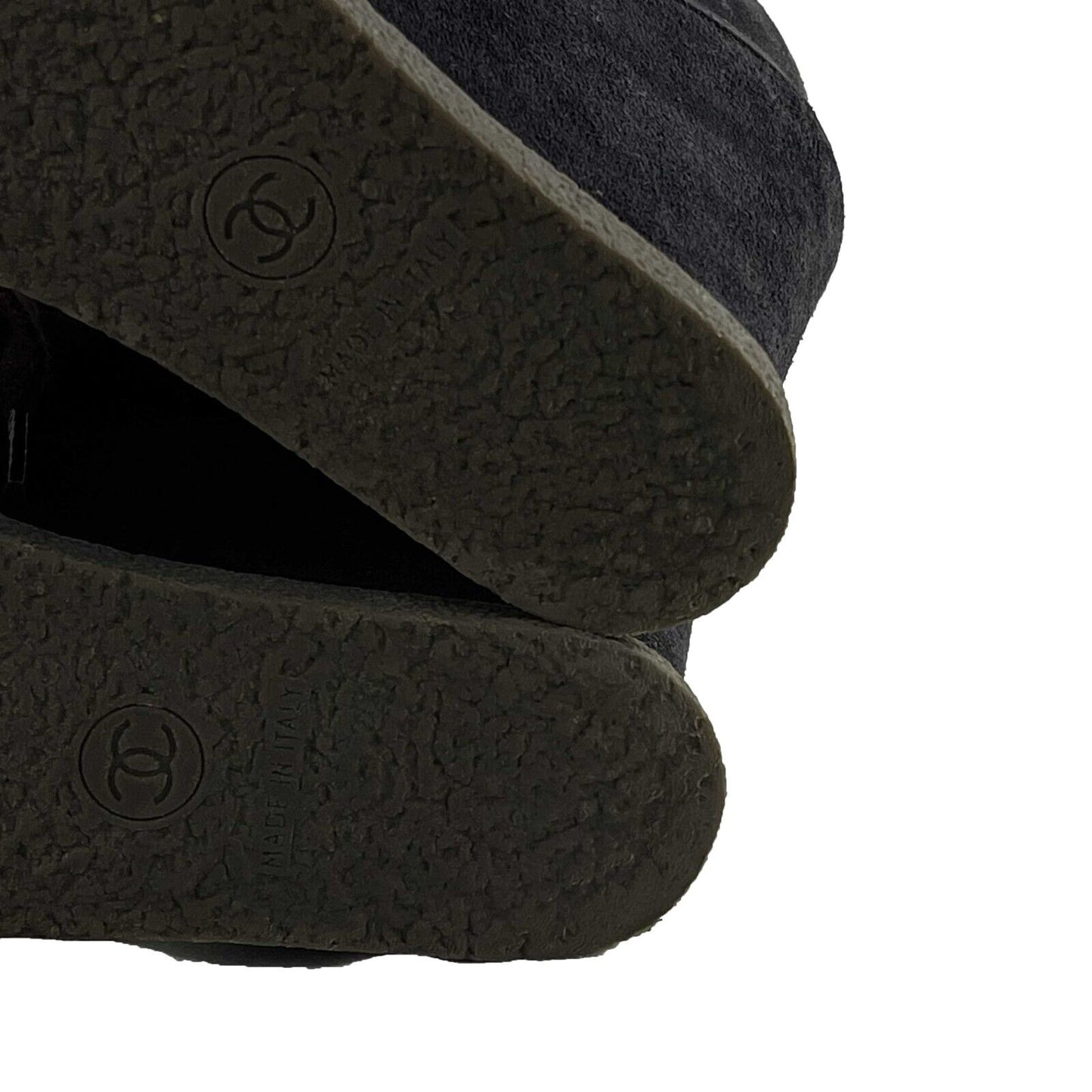Chanel - Suede Chain Wedge - Dark Blue CC Boot - 37.5 US 7.5